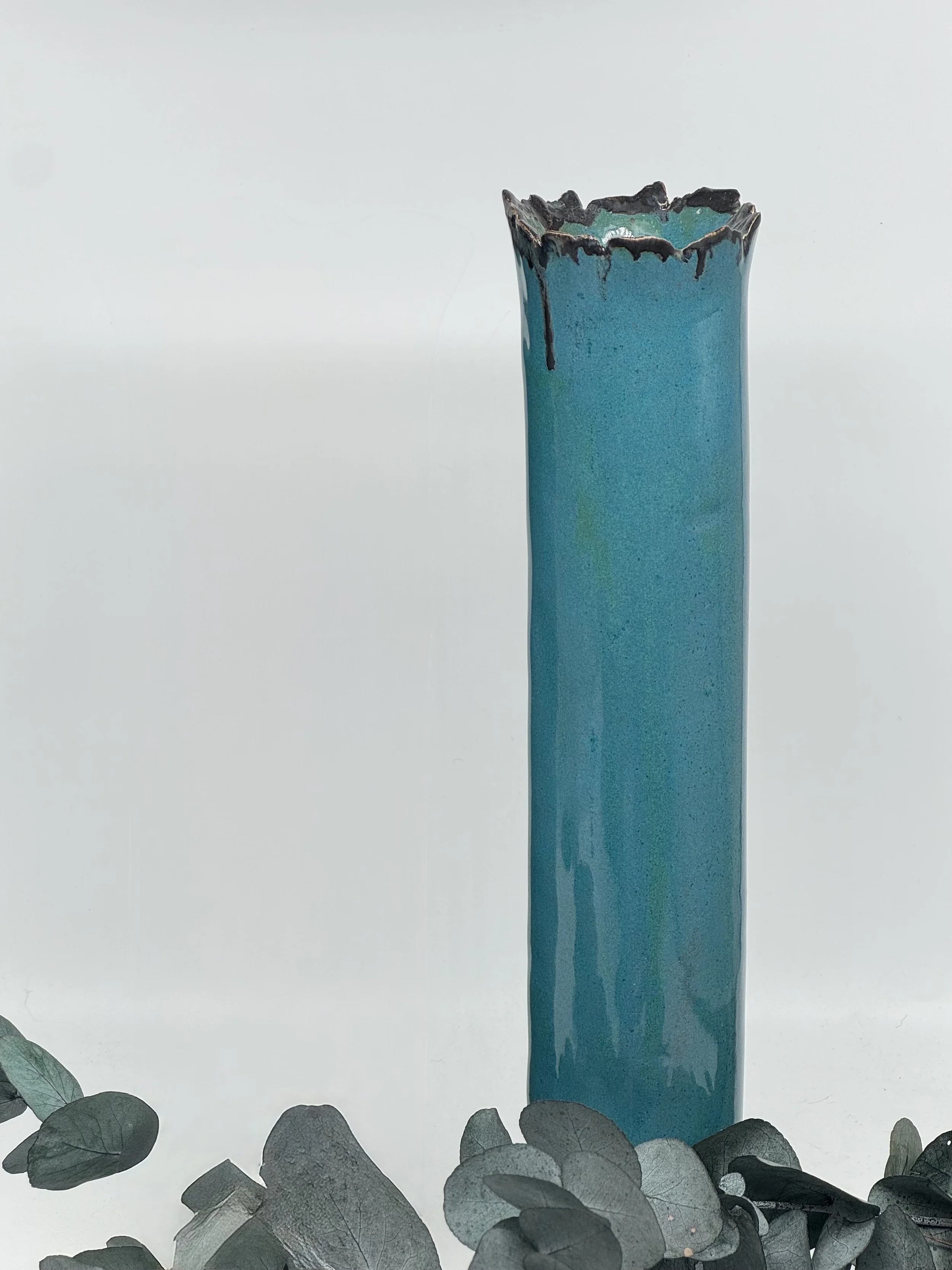 Teal Metallic  Vase