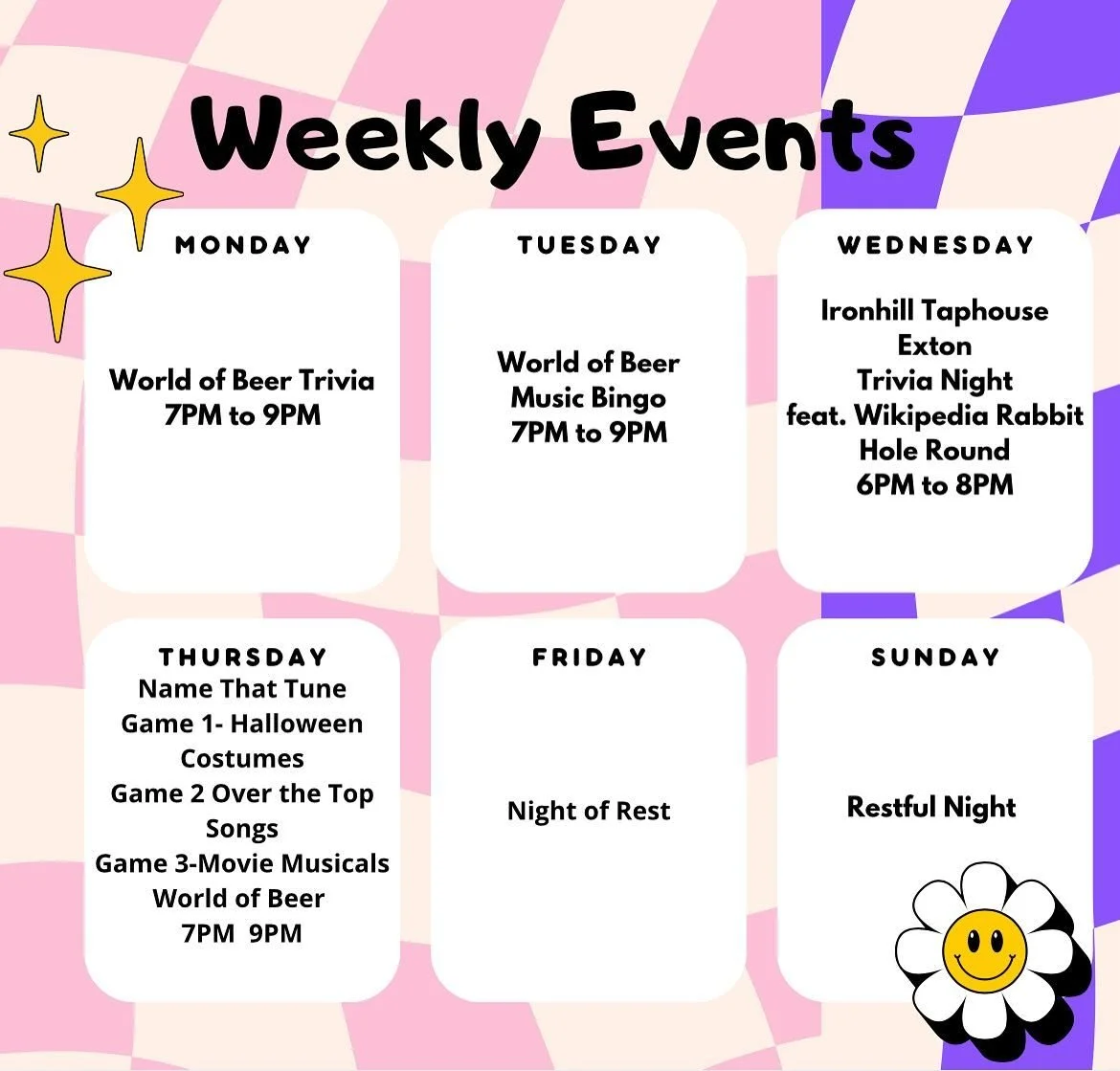 Here is my schedule this week! See you around folks!