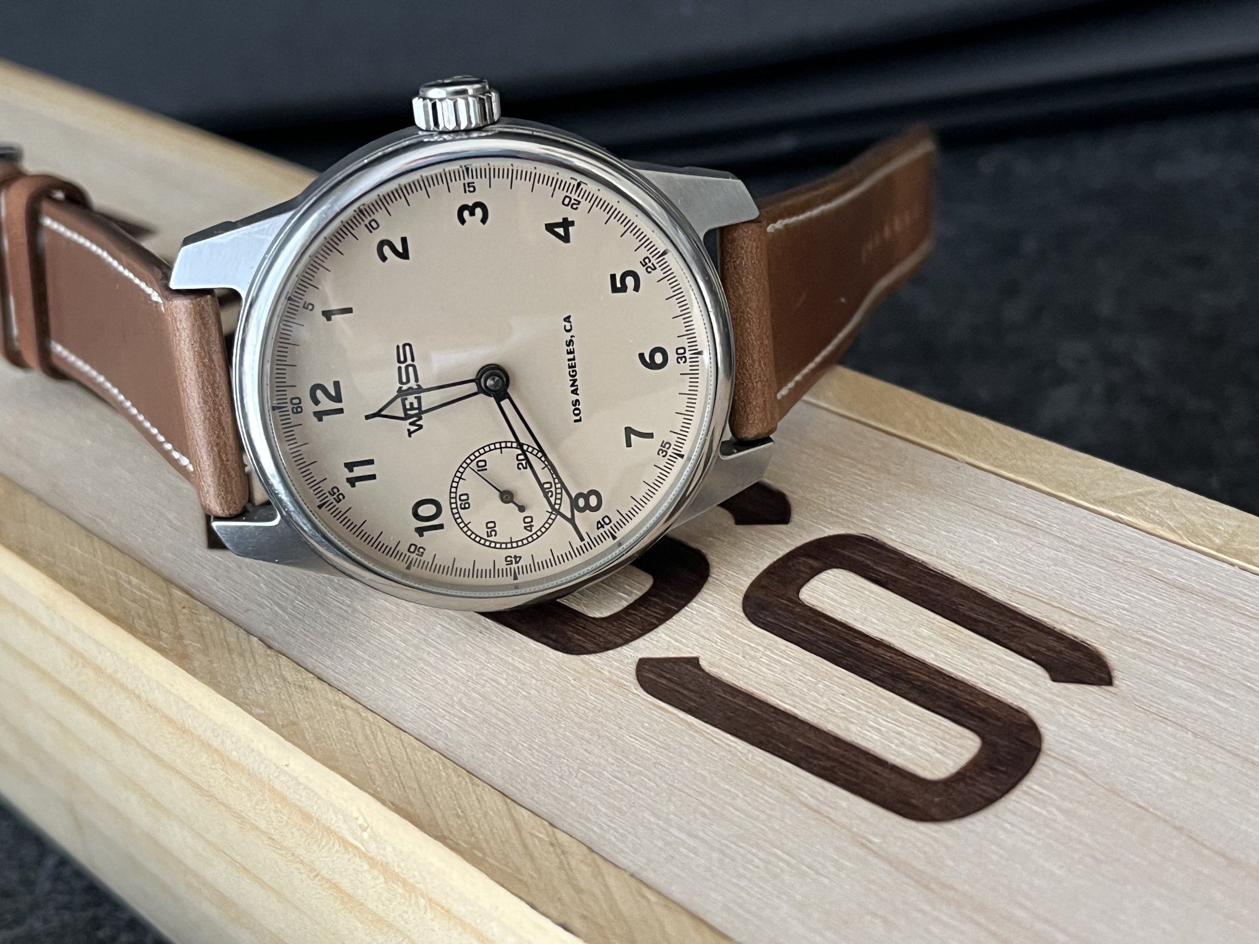 $1850 - Weiss Field Watch - LA Dial - Latte 42mm - Manual Wind 