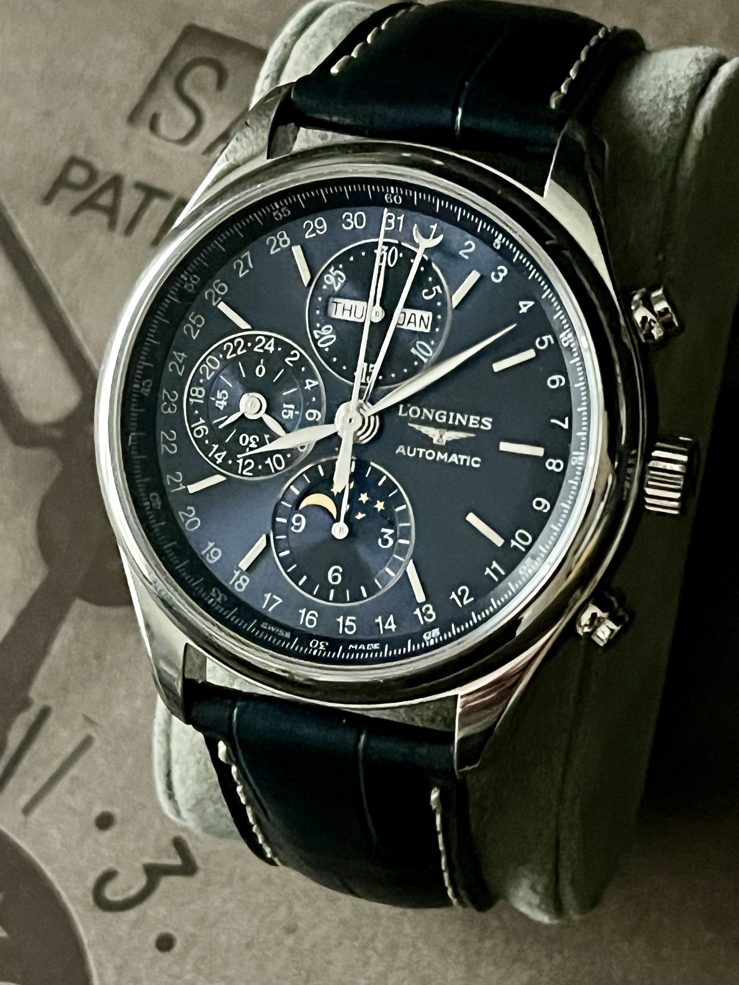 $2500 - 2025 Longines Master Collection Chronograph Moonphase – Blue Dial – Ref. L2.673.4.92.0
