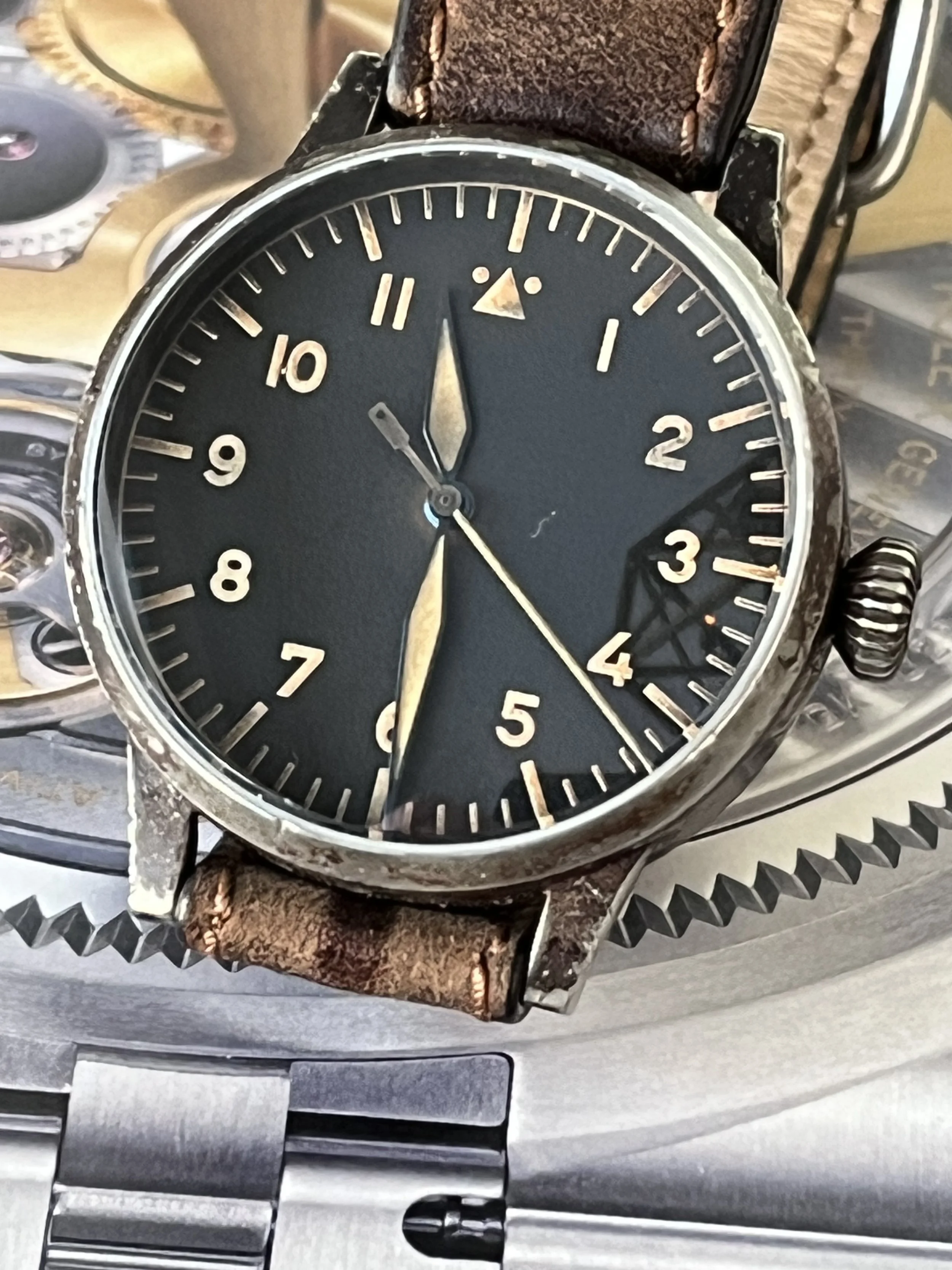 $1299 Laco Heidelberg Erbstück (Laco’s hand-aged, factory-distressed ) - 39mm Automatic – Model 862098 - Full Kit
