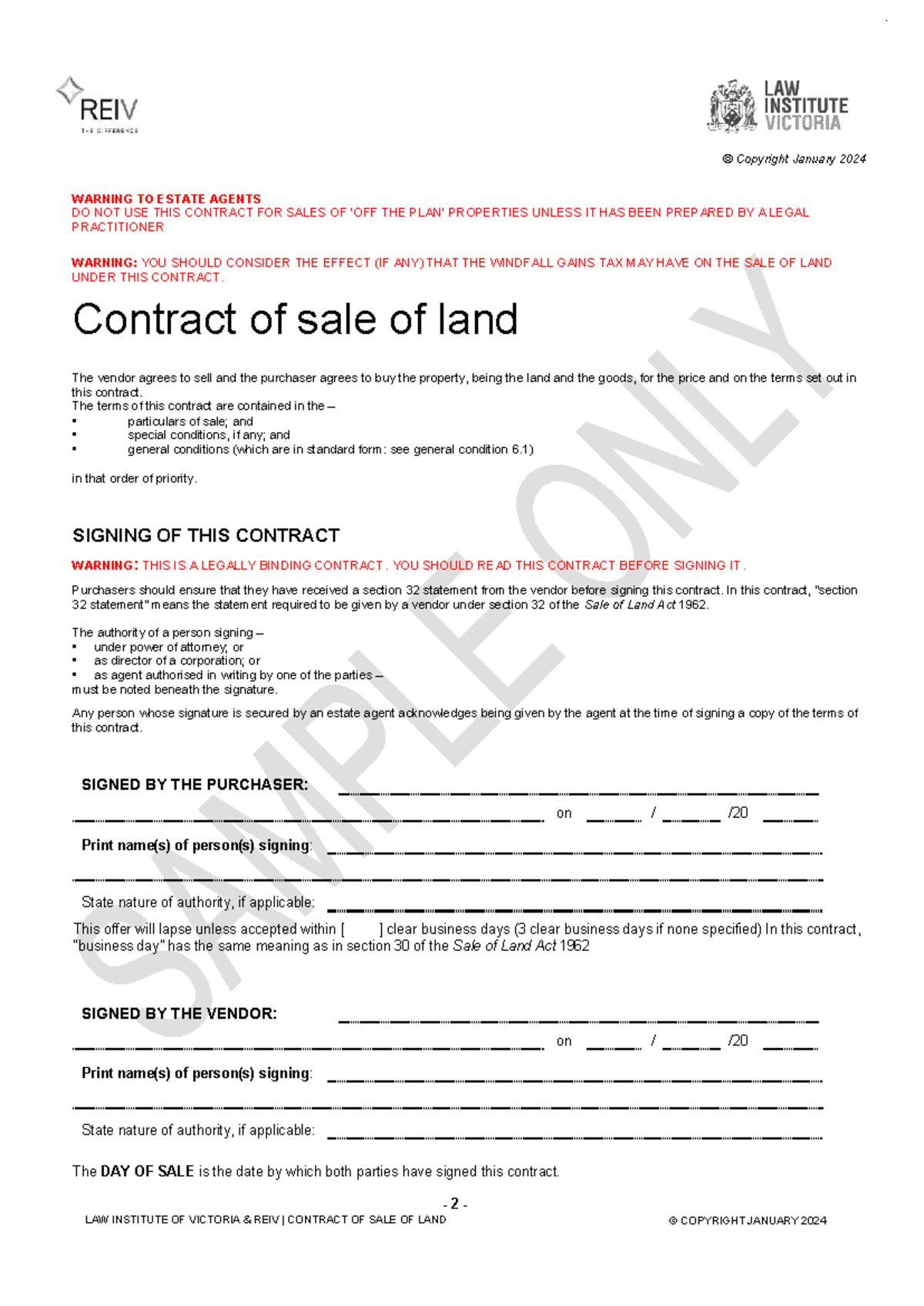 General Conditions in Contracts of Sale
