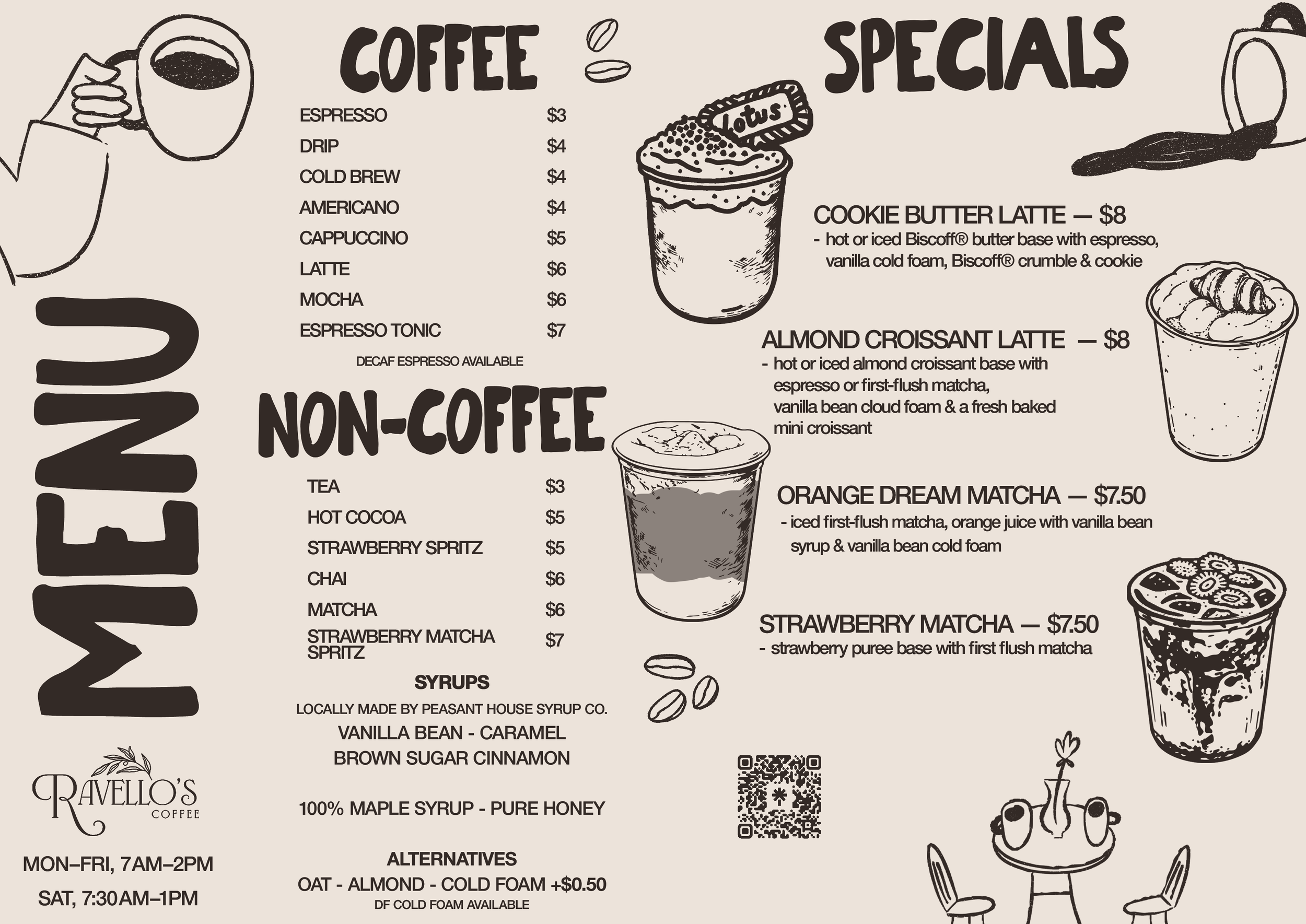 Ravello's Coffee May 2026 Menu