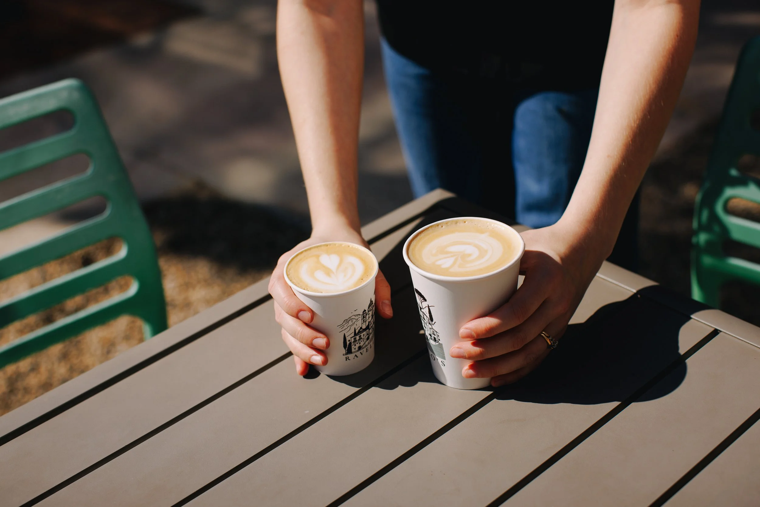 hot lattes delivered by barista