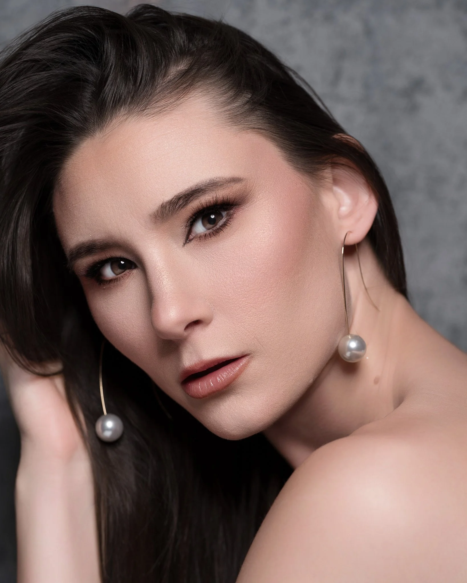 High-End Beauty Portrait With Pearl Earrings