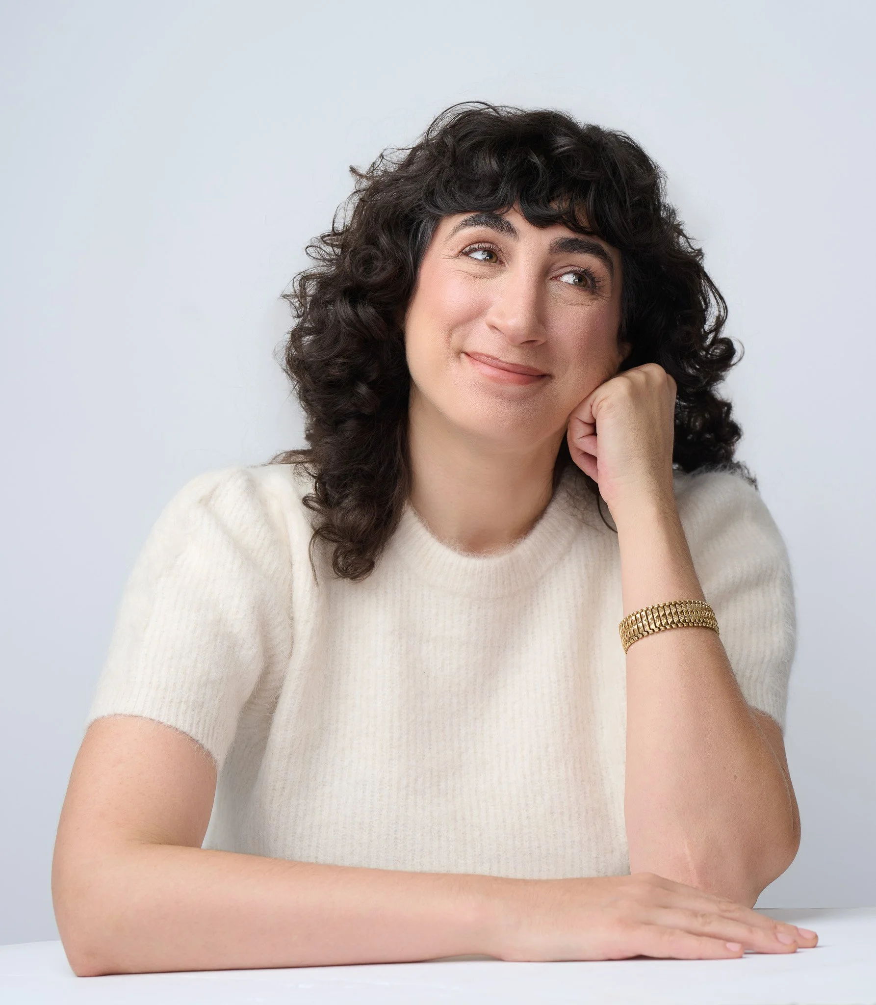 Light and Airy Modern Headshot in Cream Sweater