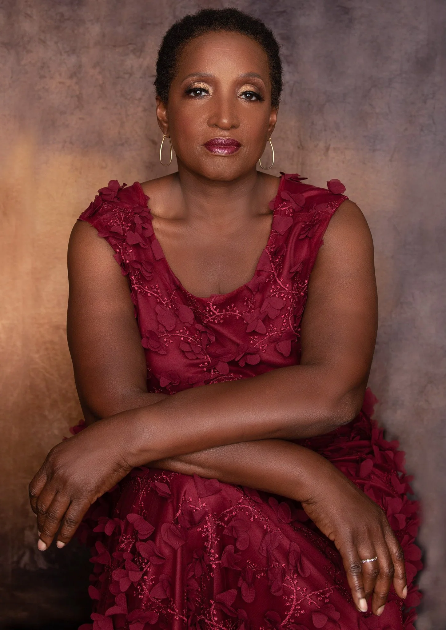 Fine Art Portrait in Burgundy Floral Gown