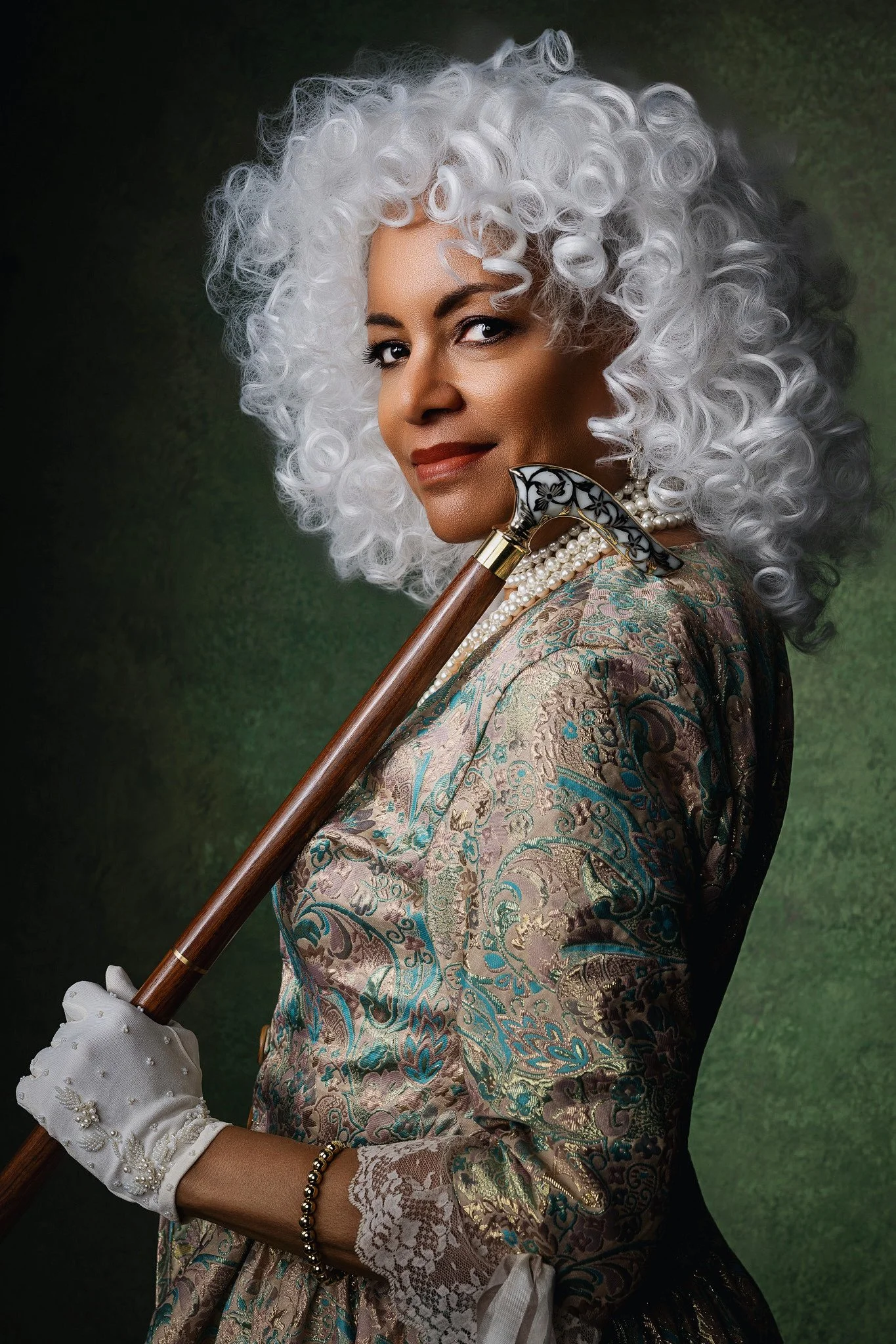 Regal Vintage Costume Portrait With White Wig