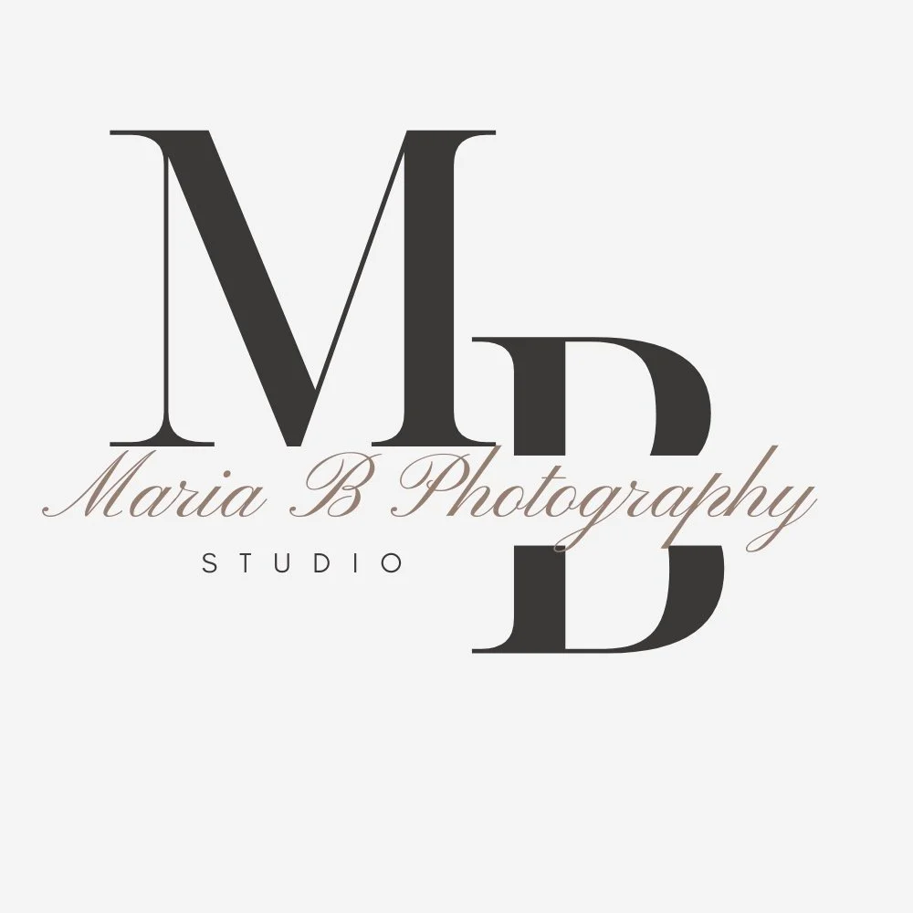 Logo for Maria B Photography Studio with large stylized M and B initials and elegant script text