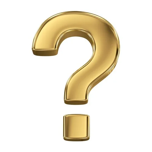 Gold 3D question mark symbol on a white background.