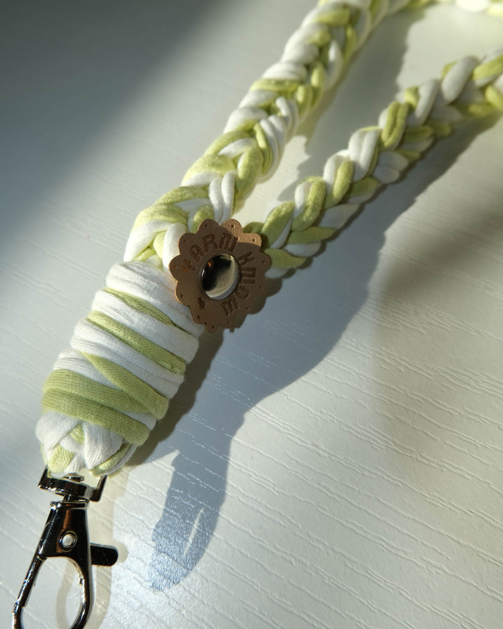 YK Lanyards - Lime Green & White_Closeup