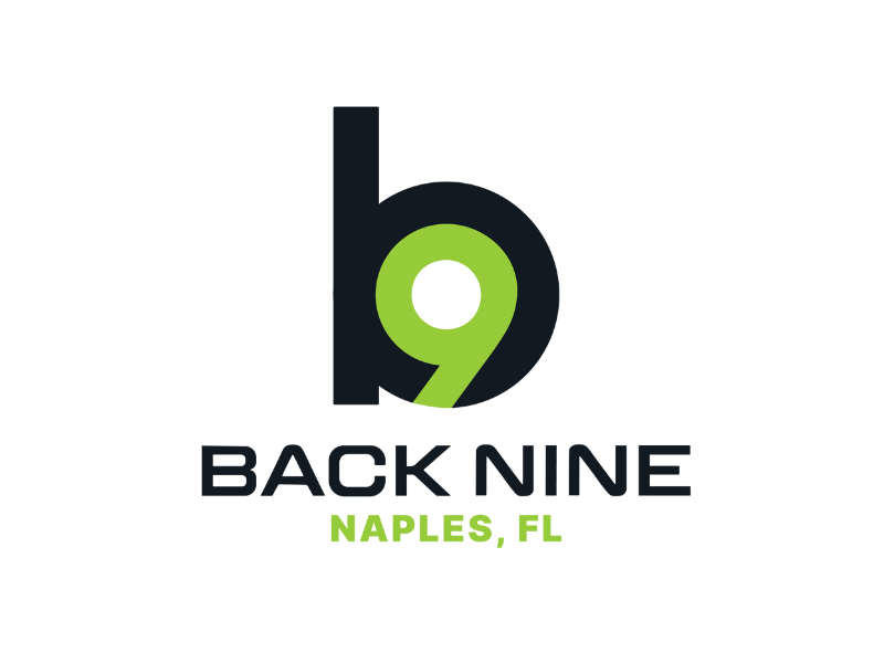 Logo for Back Nine, a golf course or sports facility in Naples, Florida, featuring a stylized number 9 in green and black with the text 'Back Nine' and 'Naples, FL'.