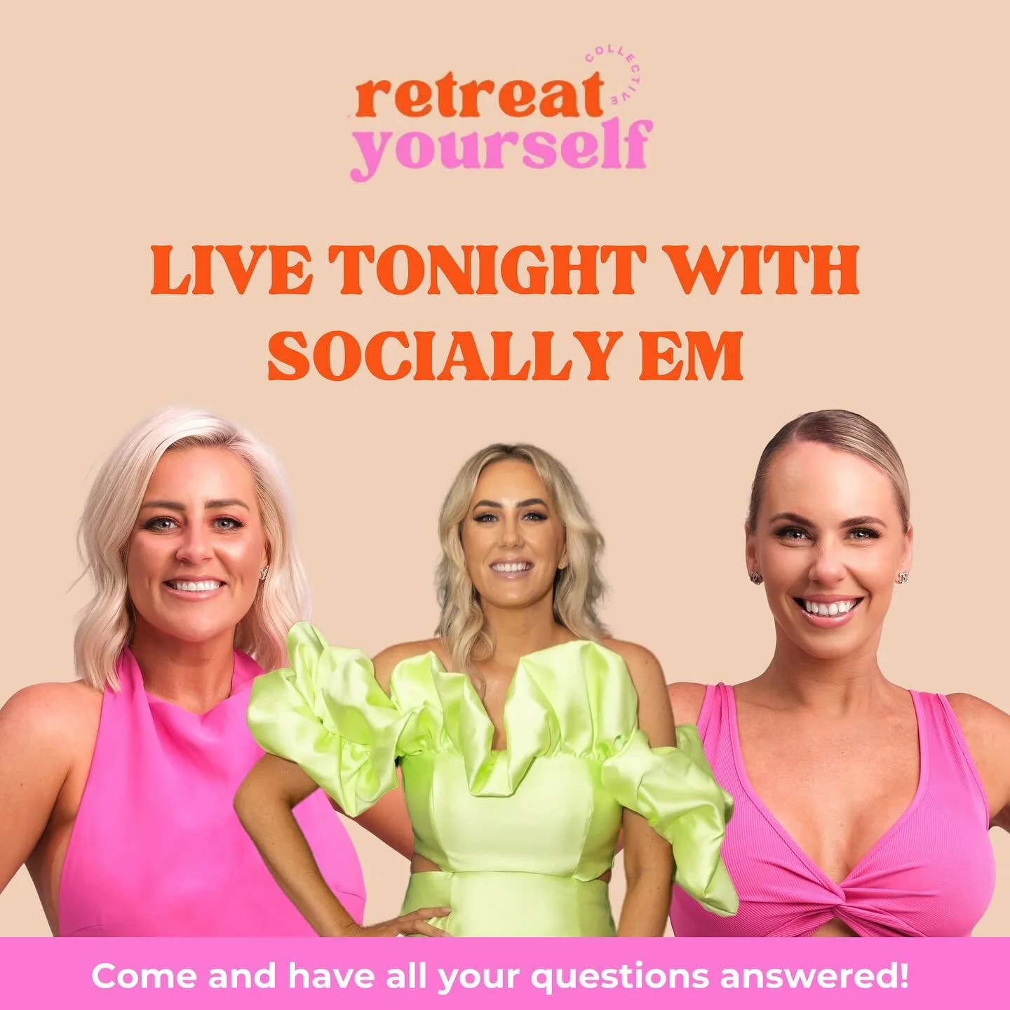 Wondering what this retreat is all about? 

Want to know why we think you NEED to be there? 

Then join us LIVE tonight 7:30pm AEST (that&rsquo;s 5:30pm for our WA girlies) while we chat all things retreats, nitty gritty details and what you can expe