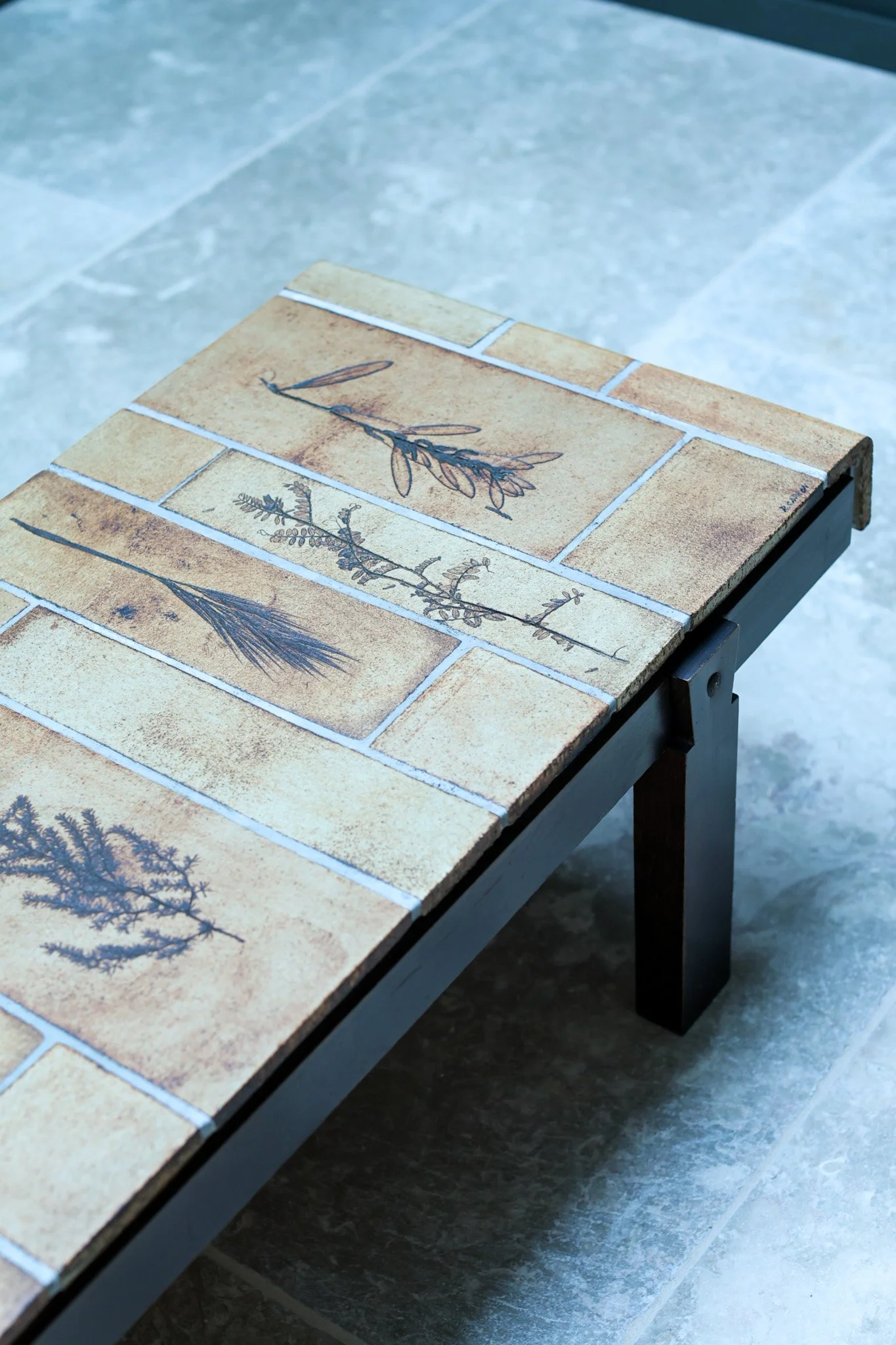 Vintage Biophilic Coffee Table by ROGER CAPRON in ceramic - wood, 1970 — France