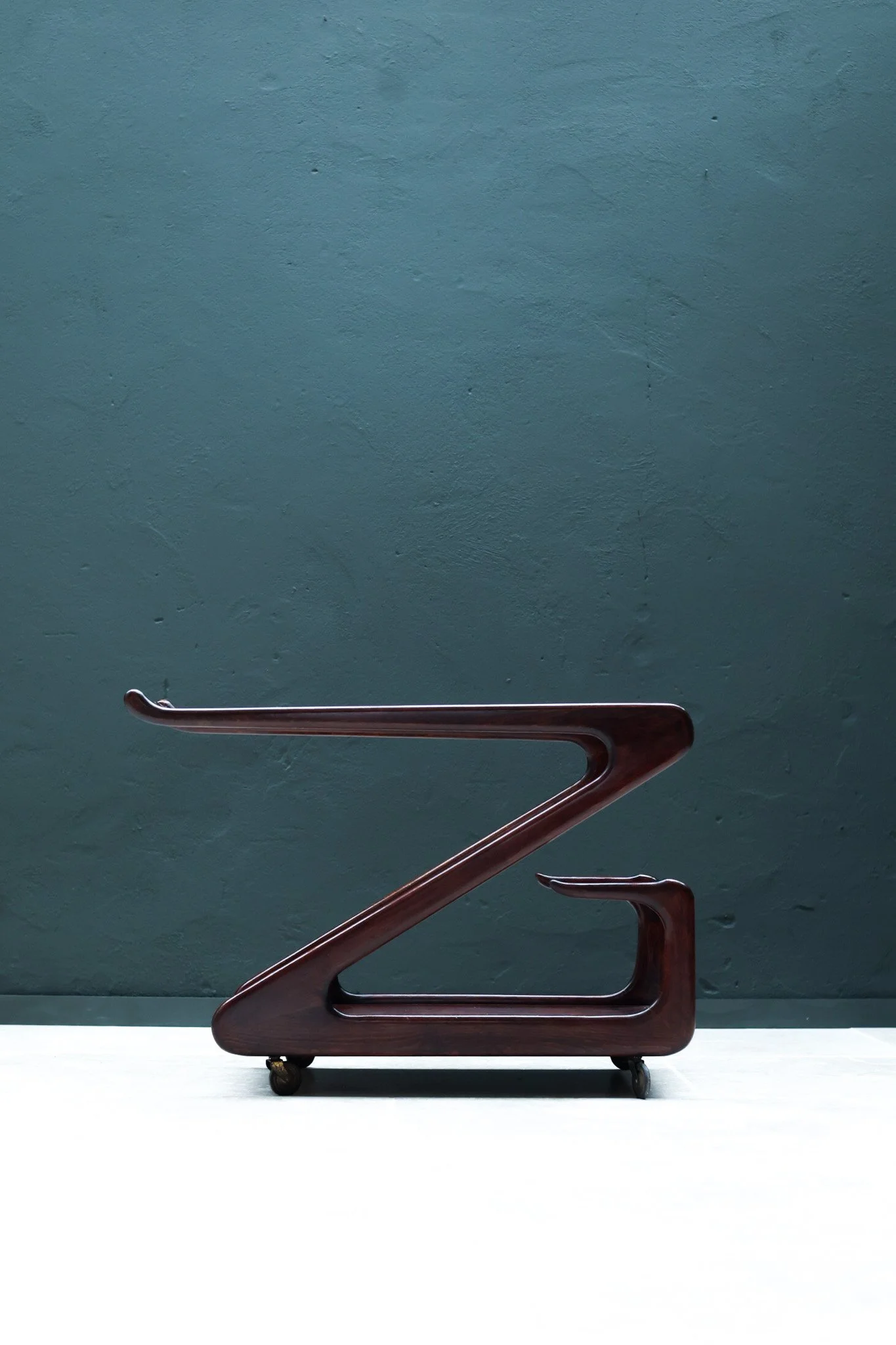 Vintage Italian Z-Line Serving Trolley | 1950s Sculptural Vibe in wood — Italy