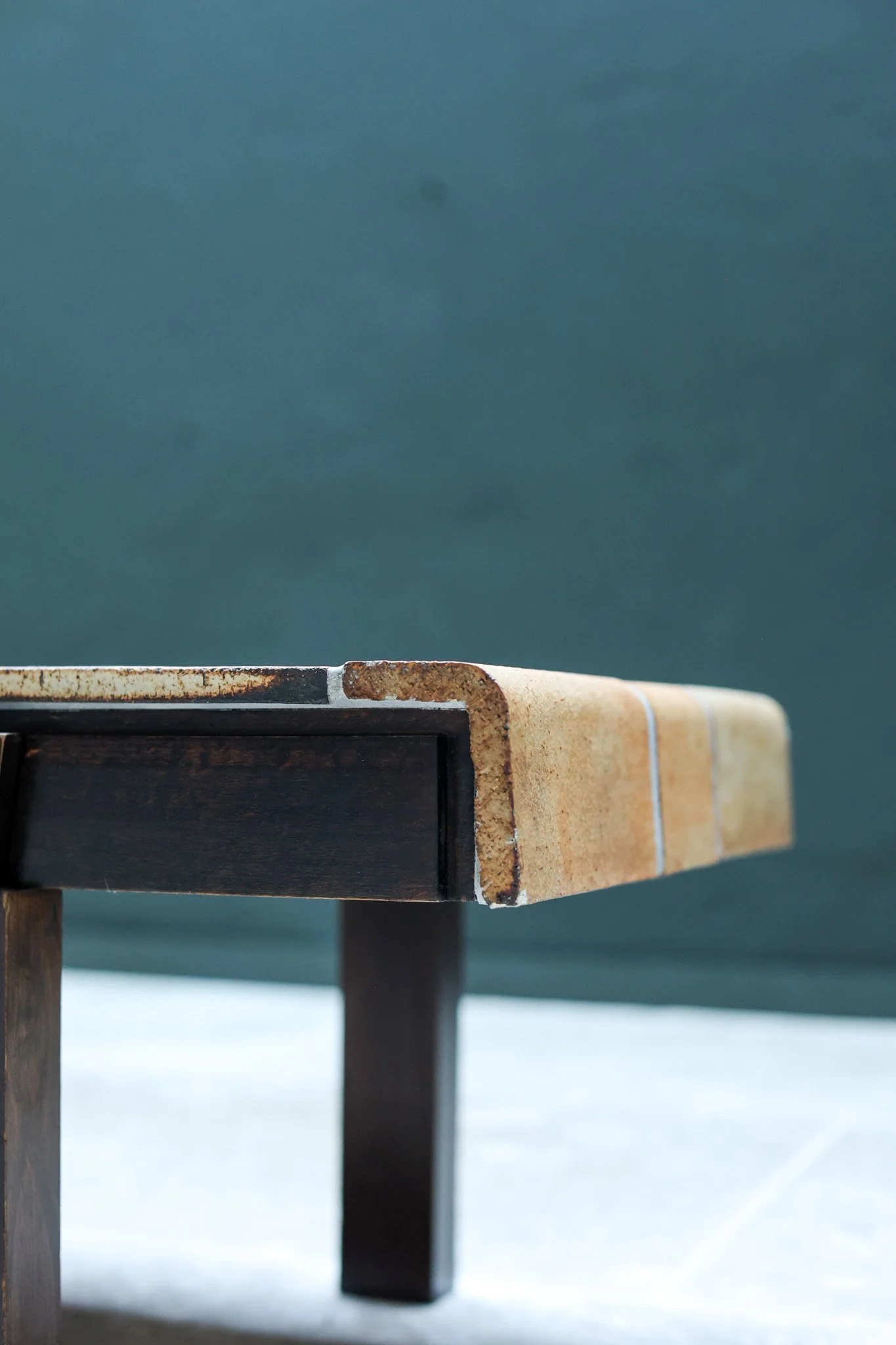 Vintage Biophilic Coffee Table by ROGER CAPRON in ceramic - wood, 1970 — France