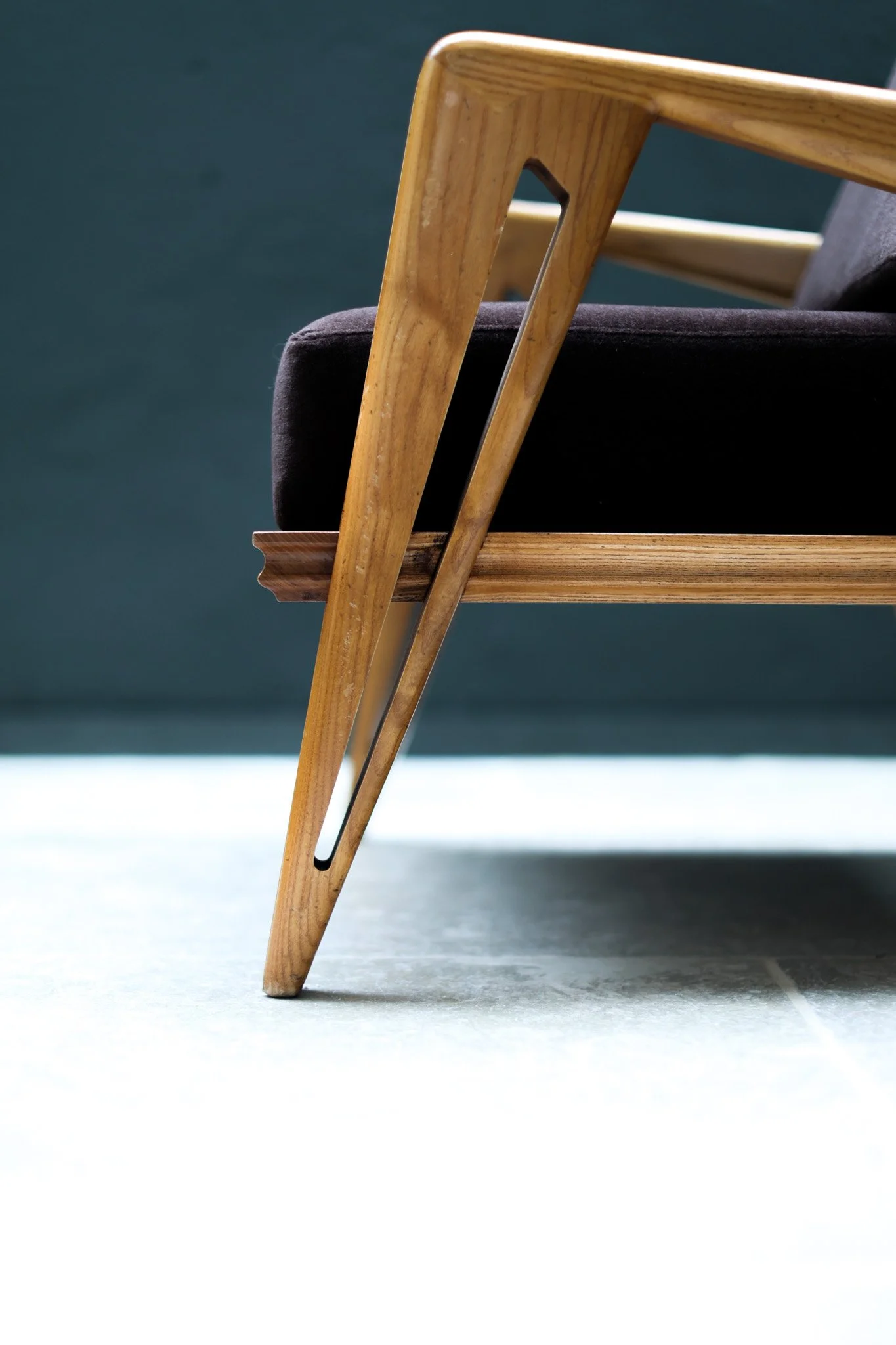 Vintage Set of Two Armchairs by FRANCO CAMPO & CARLO GRAFFI in wood, mohair, cotton (reupholstered), 1960 — by “Home” Italië