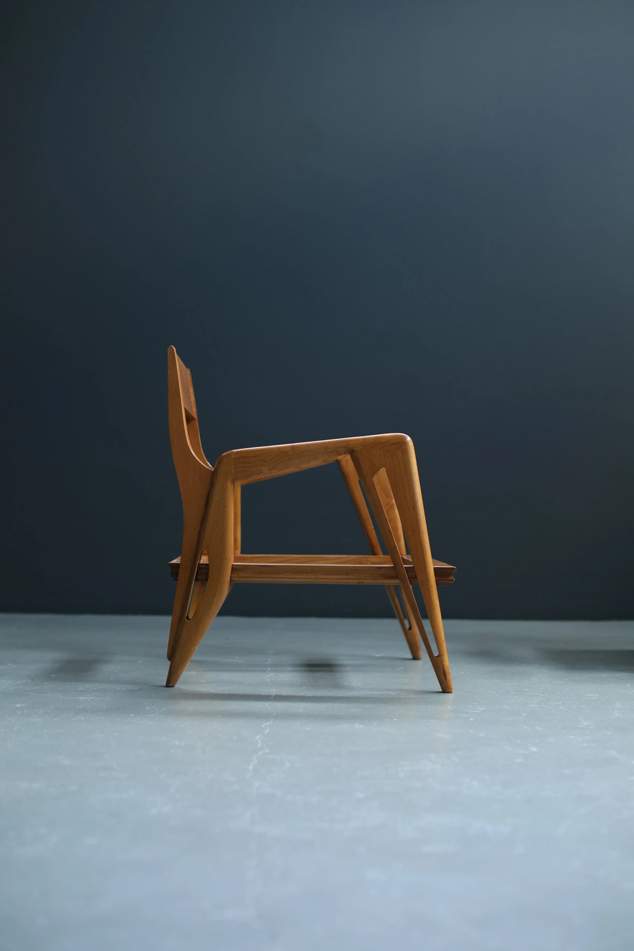 Vintage Set of Two Armchairs by FRANCO CAMPO & CARLO GRAFFI in wood, mohair, cotton (reupholstered), 1960 — by “Home” Italië