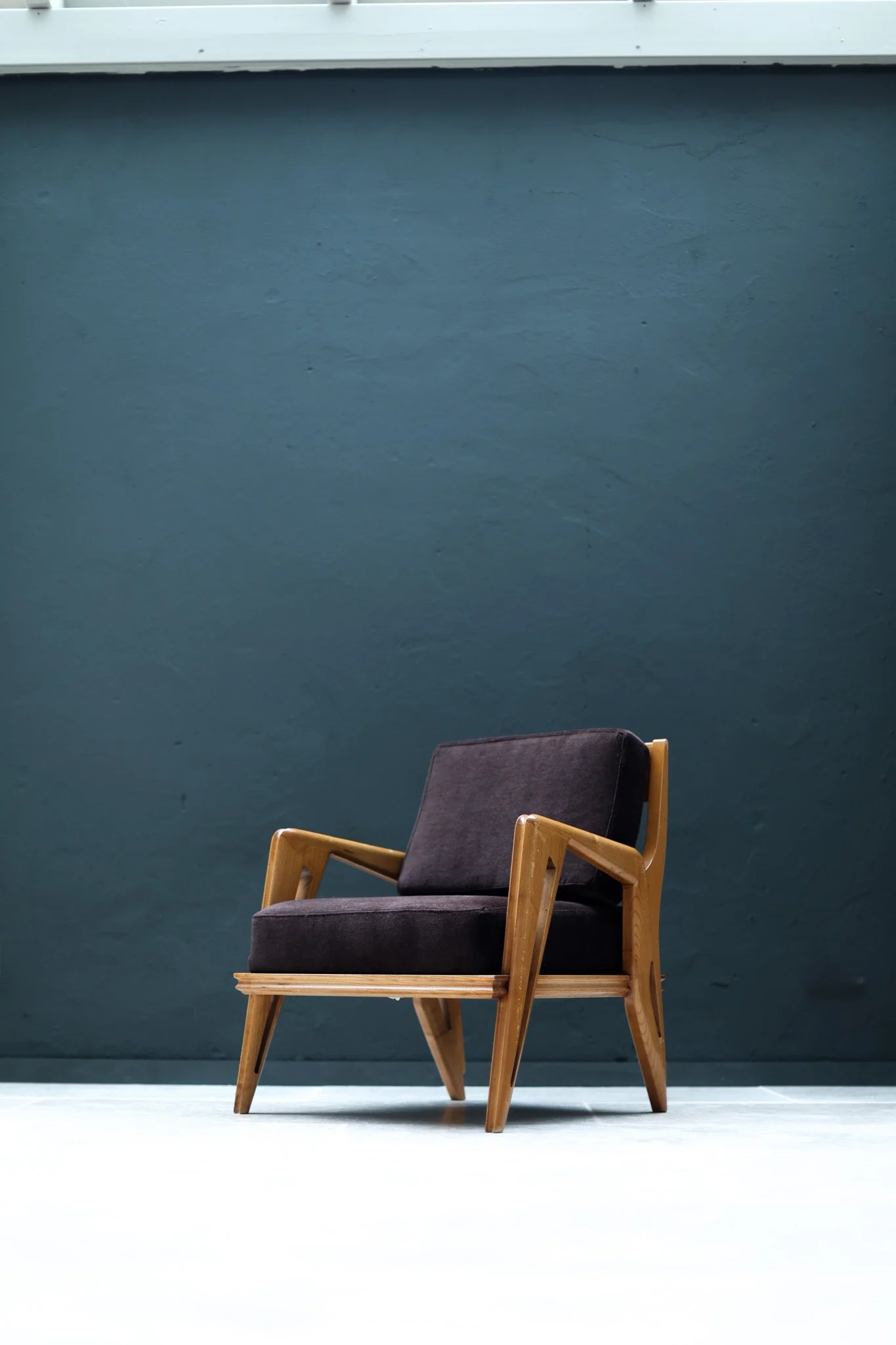 Vintage Set of Two Armchairs by FRANCO CAMPO & CARLO GRAFFI in wood, mohair, cotton (reupholstered), 1960 — by “Home” Italië