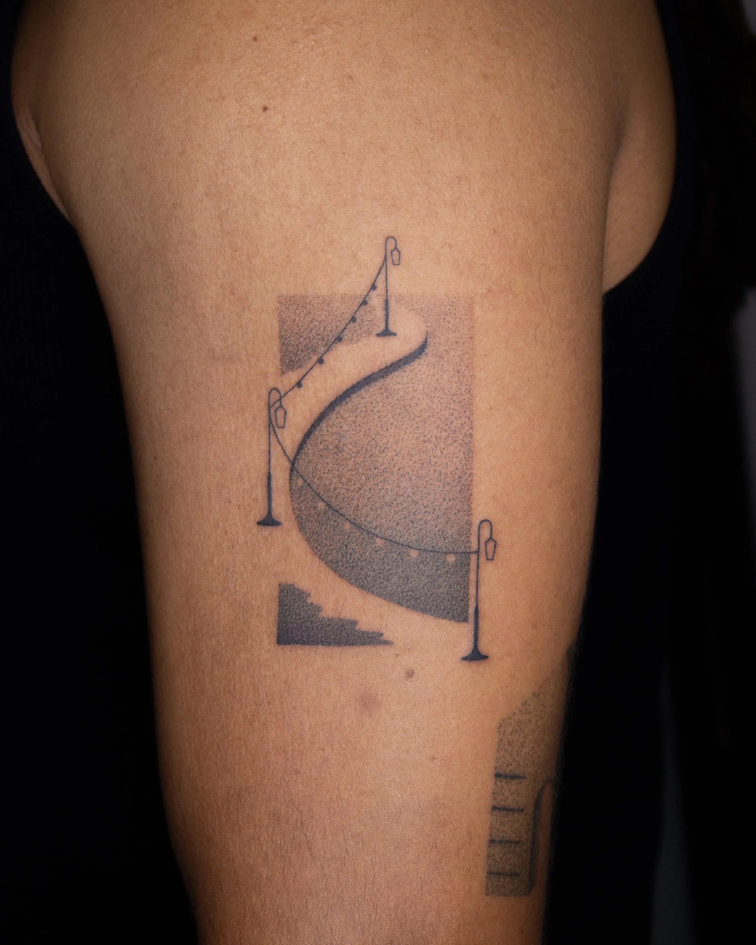 Tattoo of Lake Merritt, Oakland. Jazz.Ink Handpoked Tattoos.