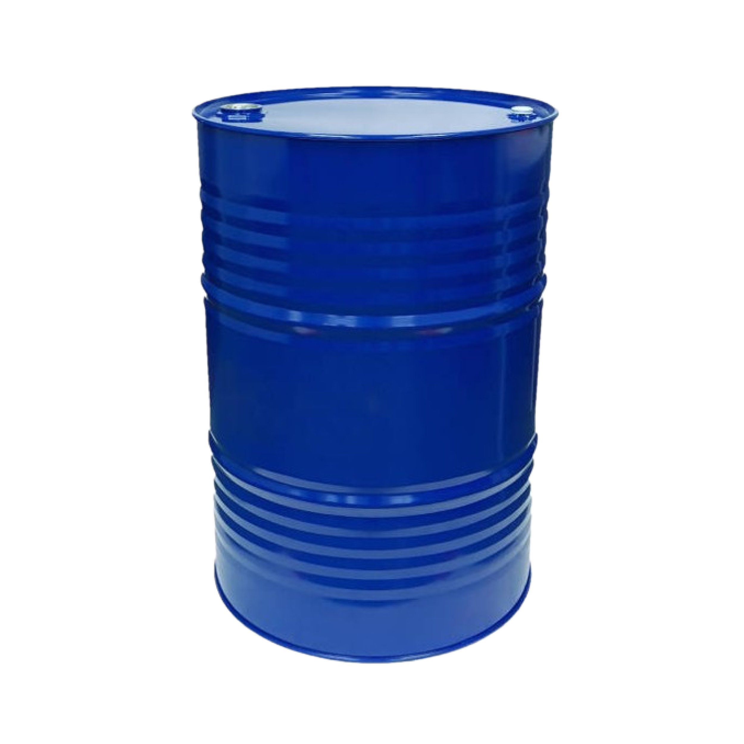 Blue industrial barrel or drum with a closed lid isolated on a white background.