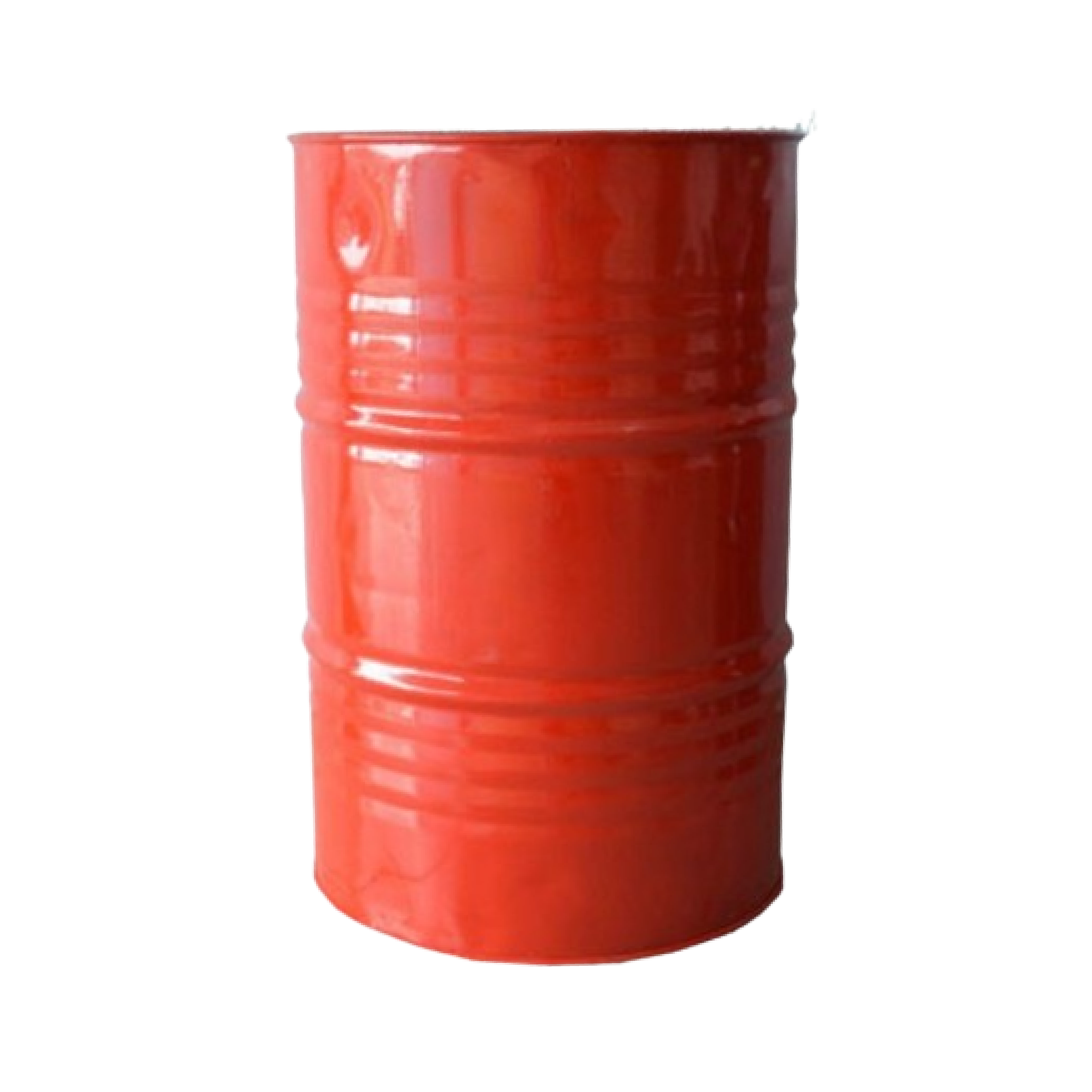 Red metal barrel or drum against a white background.