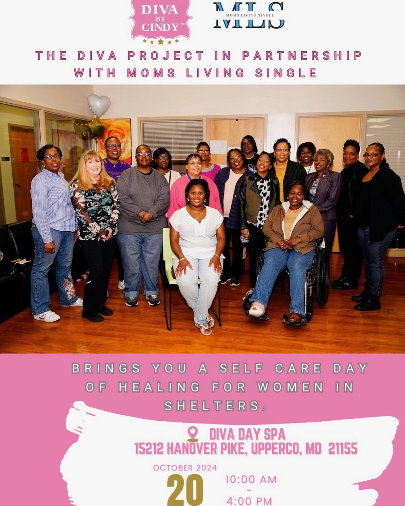 We need YOU! 💖✨
Join us on October 20th for a special day of self-care and healing for women in shelters, hosted by The Diva Project in partnership with Moms Living Single. We&rsquo;re looking for volunteers to help make this day unforgettable for w