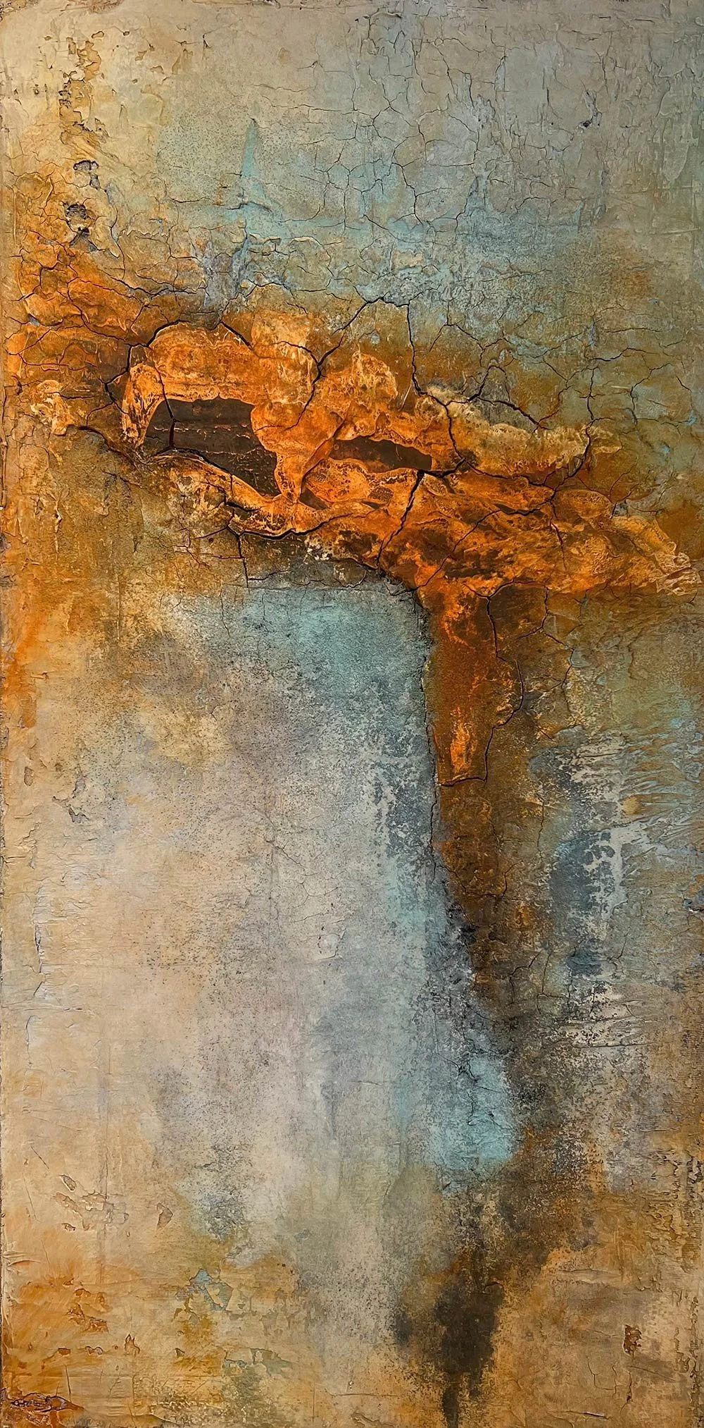 Flirrender Süden I . Mixed Media . Pigmente . 40 x 80 cm // VERKAUFT