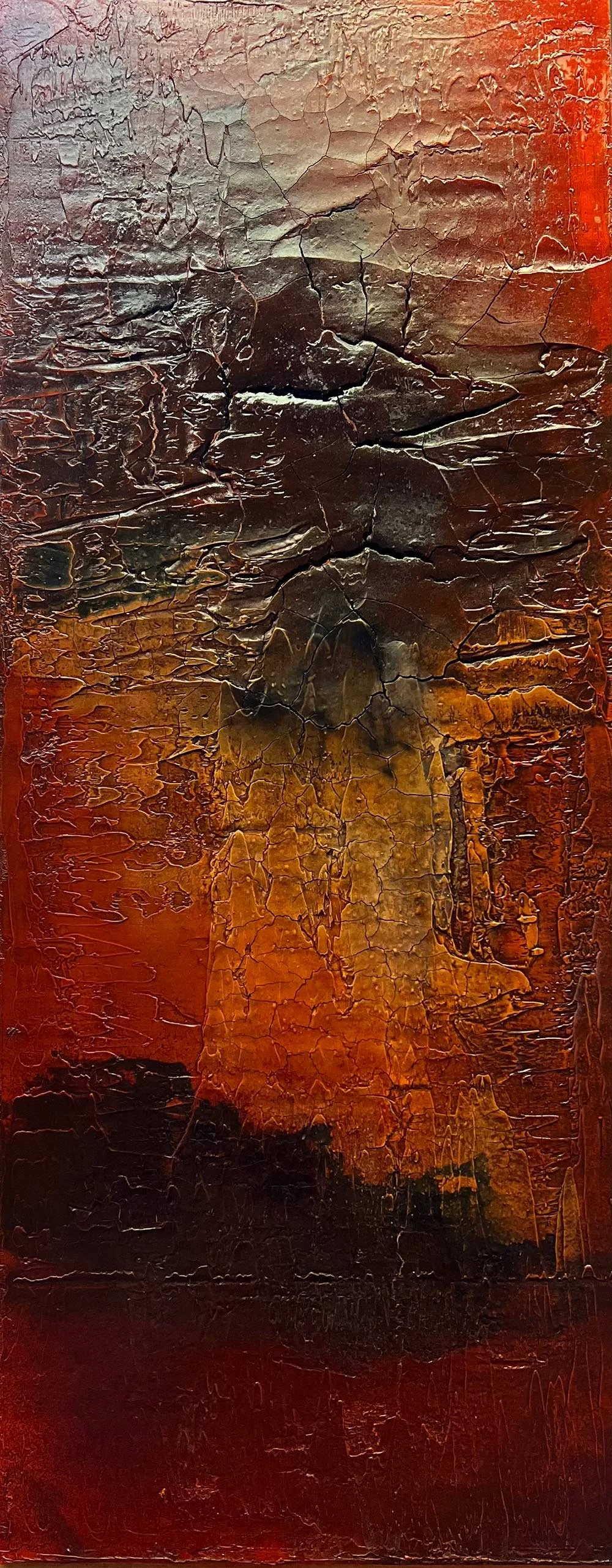 Kontinuum I . Mixed Media . Pigmente und Öl .  40 x 100 cm