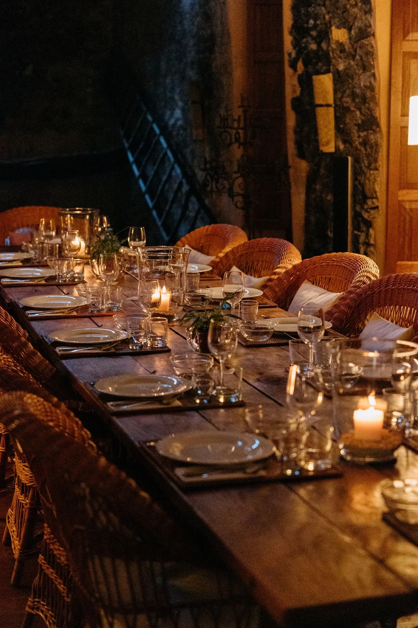 dining table set for yoga retreat