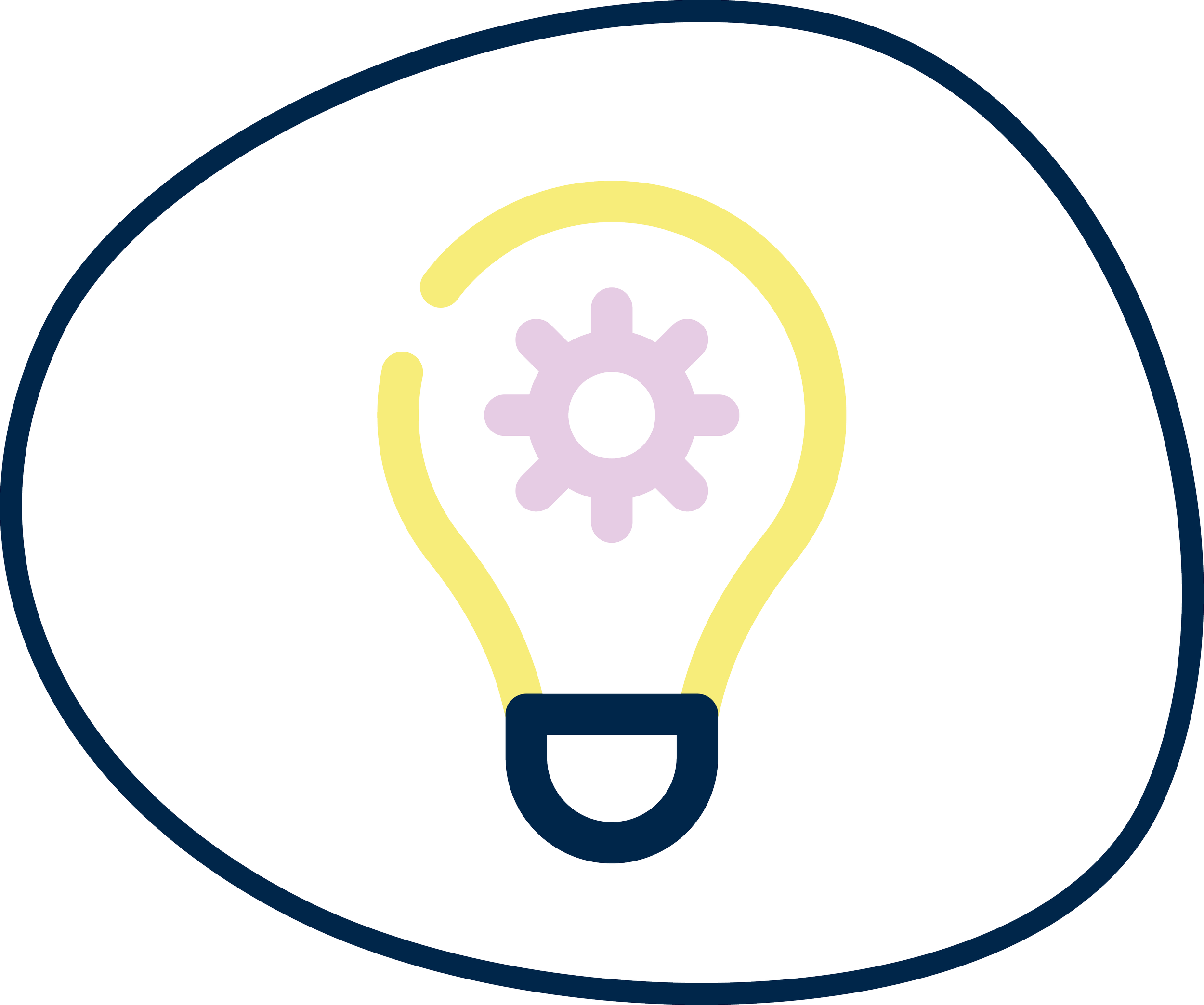 yellow lightbulb icon with a pink gear icon inside