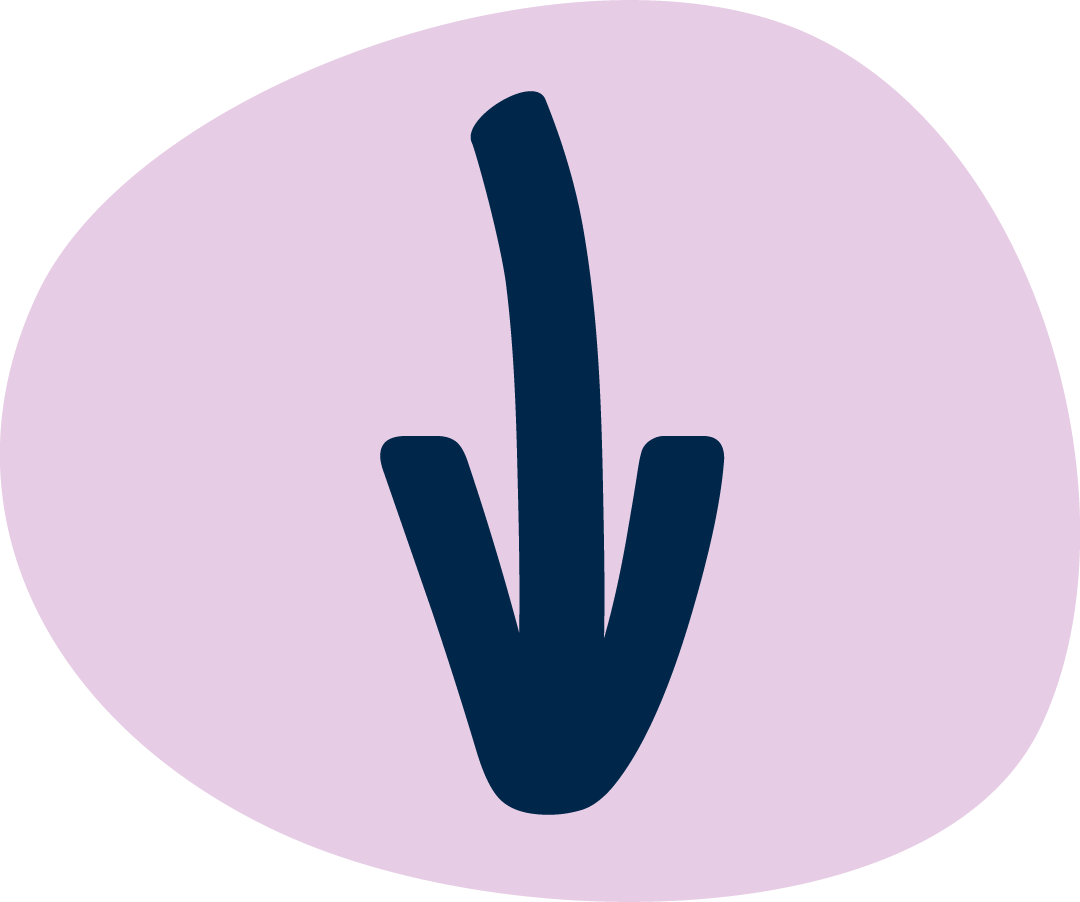pink pebble with navy arrow pointing down