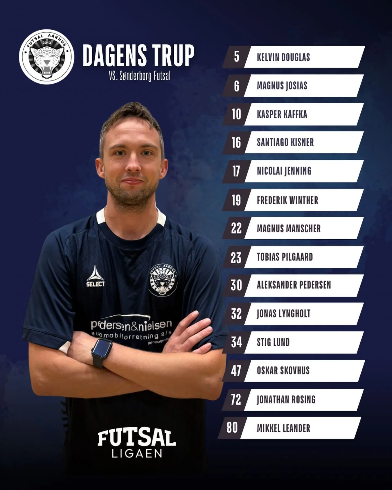 Her er truppen, der kl 19:30 skal i aktion mod S&oslash;nderborg Futsal ⚽️

Vi ses i Lystrup Idr&aelig;tscenter 🔥