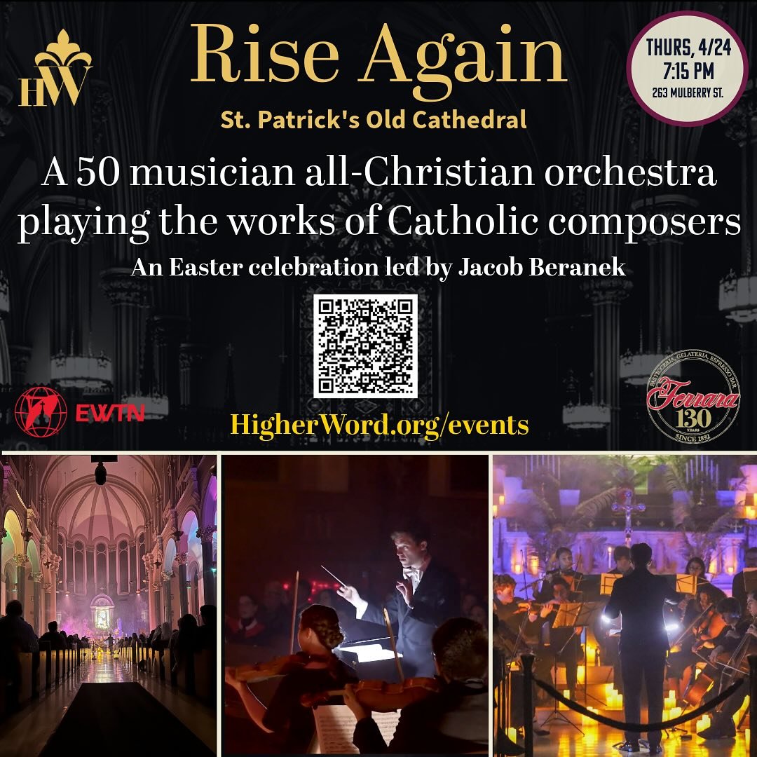 The Resurrection. In Sound. Two weeks. Tickets in bio and at HigherWord.org. Sponsored by Ferrara and Torrisi.  #easter #catholic #catholicnyc #mozart #haydn #dvorak