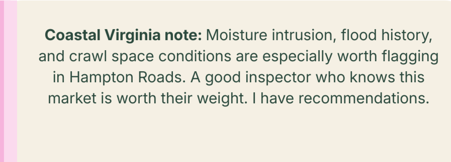 Moisture inspections in Hampton, Newport News, Norfolk, Virginia Beach, Williamsburg