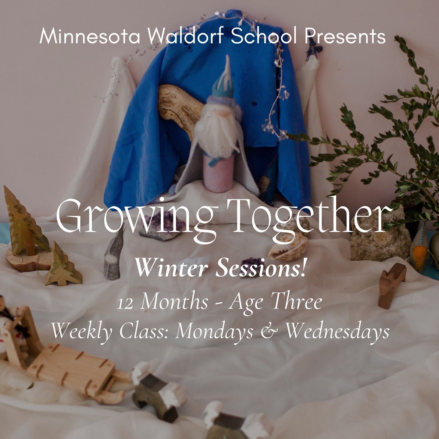 Registration is now open for our Winter Growing Together Sessions! We are offering two classes Monday &amp; Wednesdays for children ages 1-3 and their parent/or caregiver starting this January. Mornings together will include indoor and outdoor free p