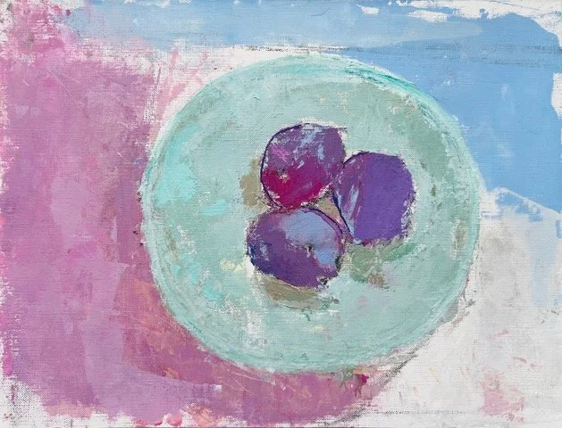Three Plums / Acrylic on paper / 32x24 cm / 2000:-