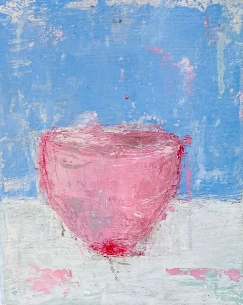 Pink cup 5 / Acrylic on canvas / 17x23 cm / 2000:-