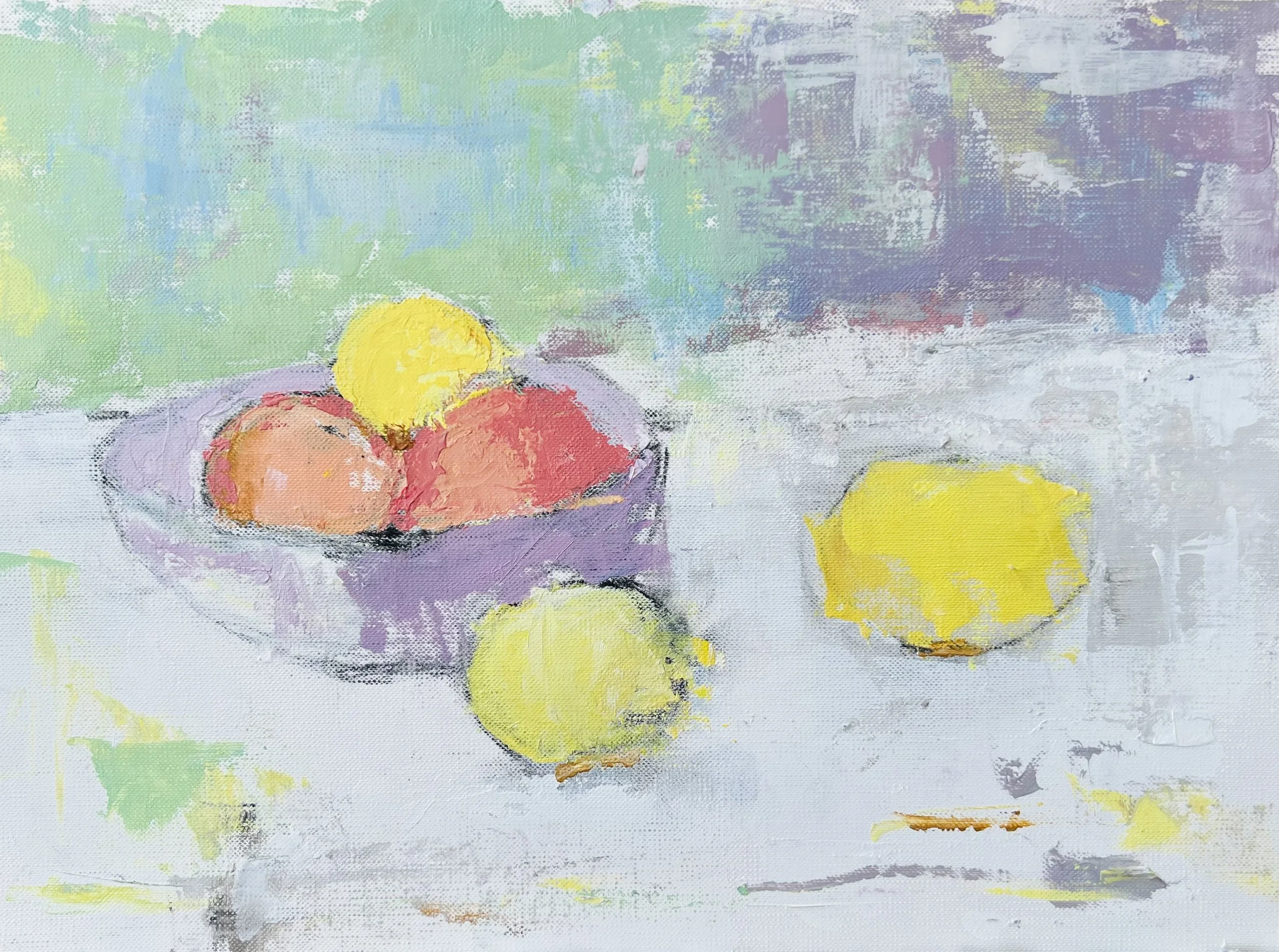 Tangerines / Acrylic on paper / 32 x 24 cm / 3000:-