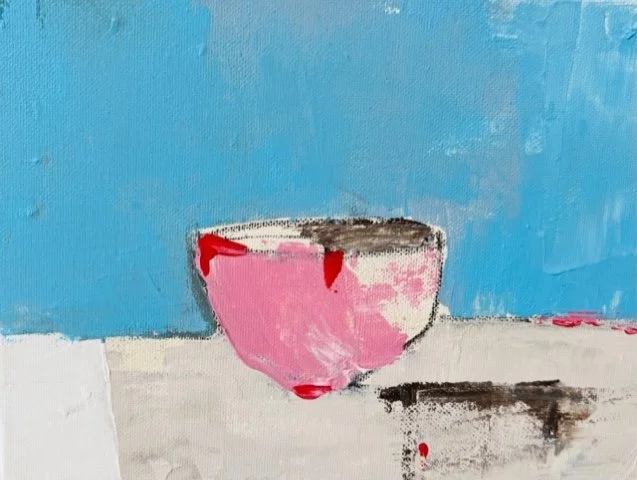 Pink cup / Acrylic on canvas / 24x17 cm / 2000:-