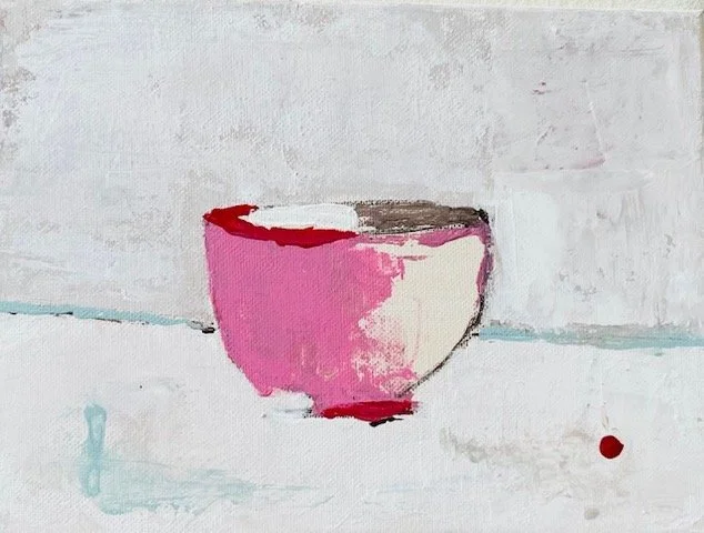 Pink cup 3 / Acrylic on canvas / 24x17 cm / 2000:-