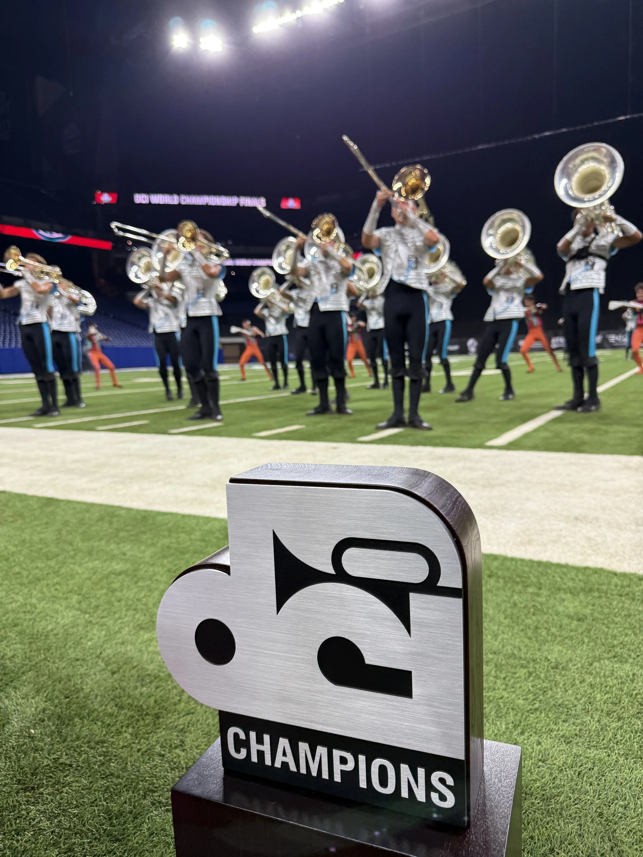Boston Crusaders DCI World Champions 2025 Trophy and brass line