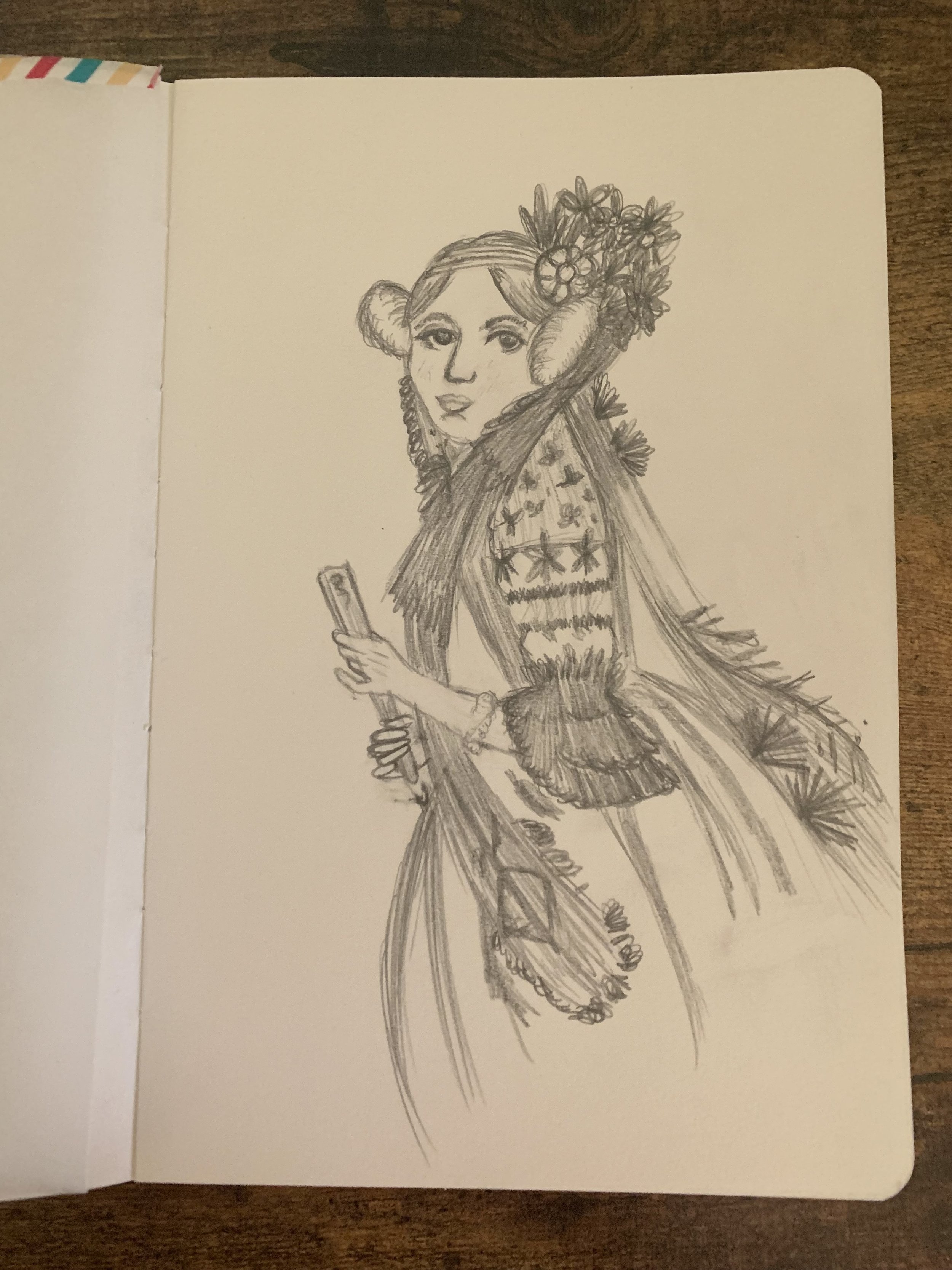 Pencil sketch depicting Ada Lovelace, one of the first programmers.