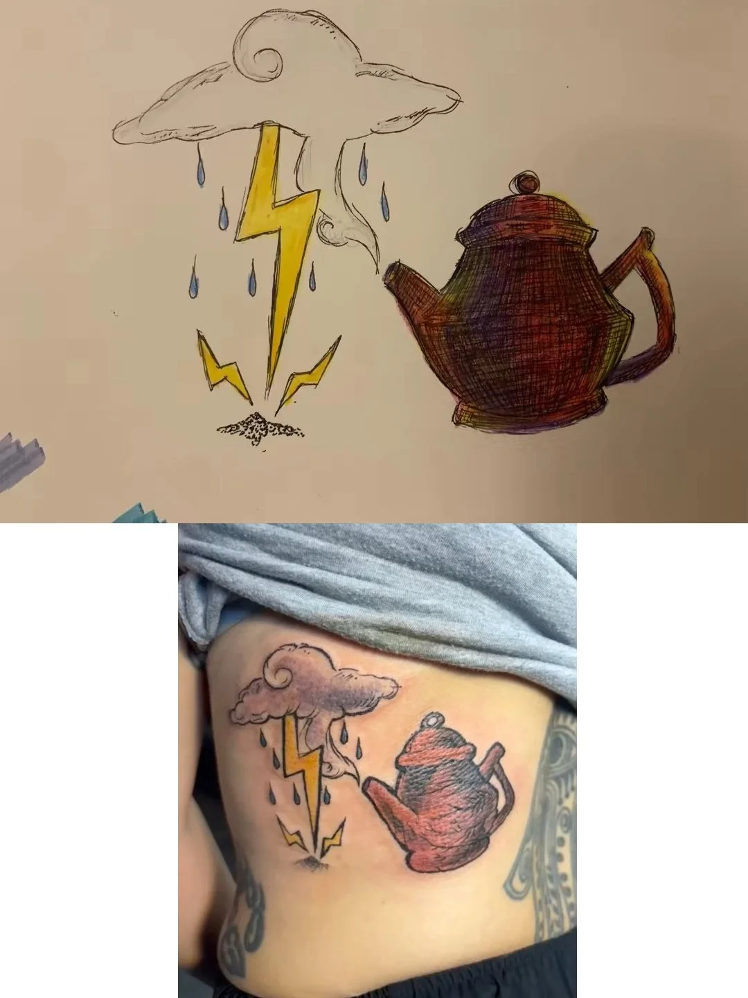 Storm in a teapot Tattoo Design.