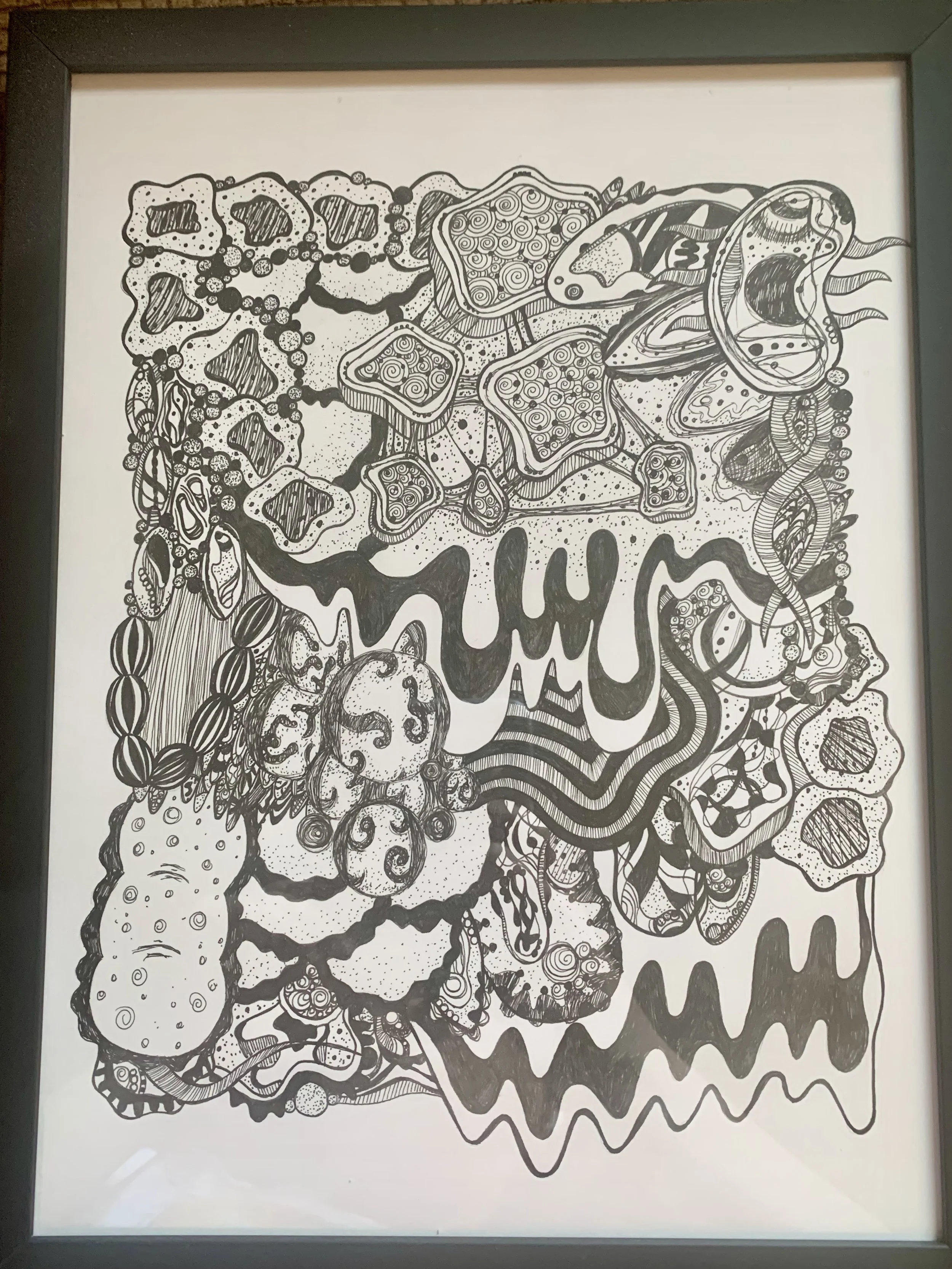 How I felt during postpartum. Germs created in ink.