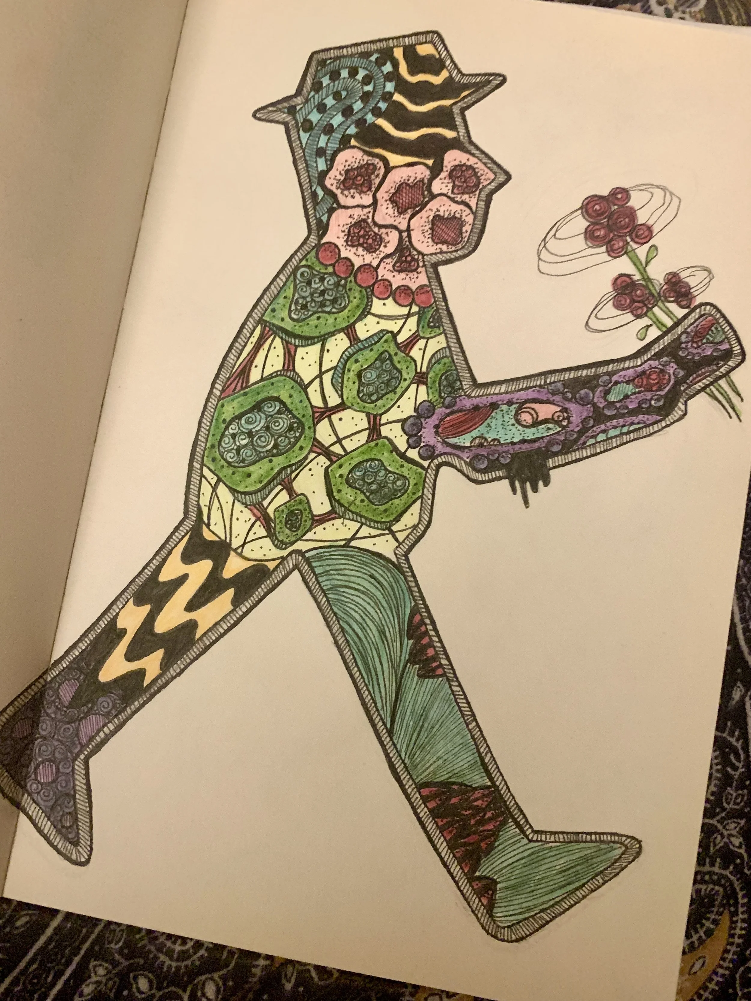 An ink and highlighter tattoo design I created in my sketchbook.