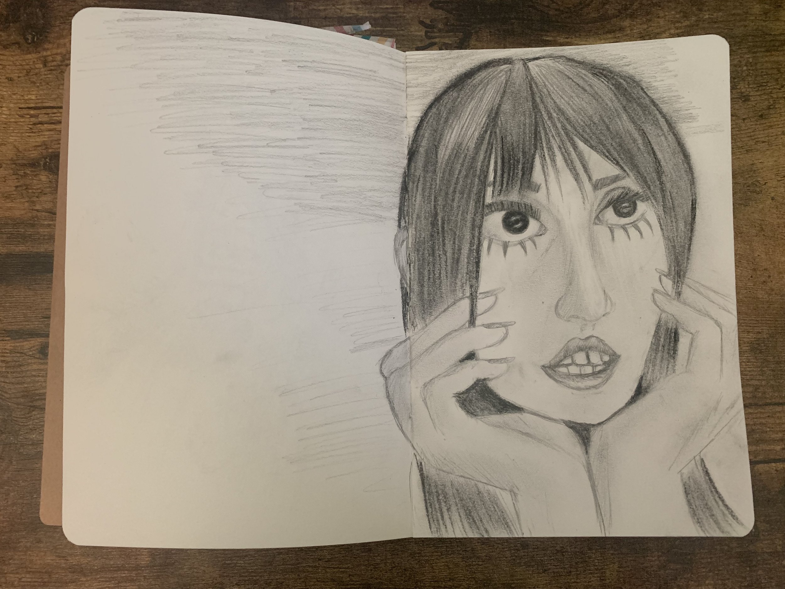Pencil sketch of actress Shelley Duvall.
