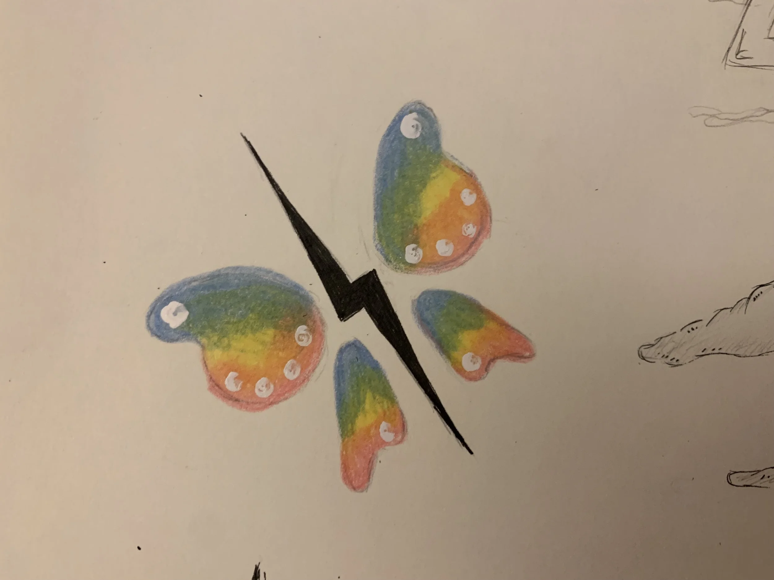 Butterfly with a lightning bolt for the body.