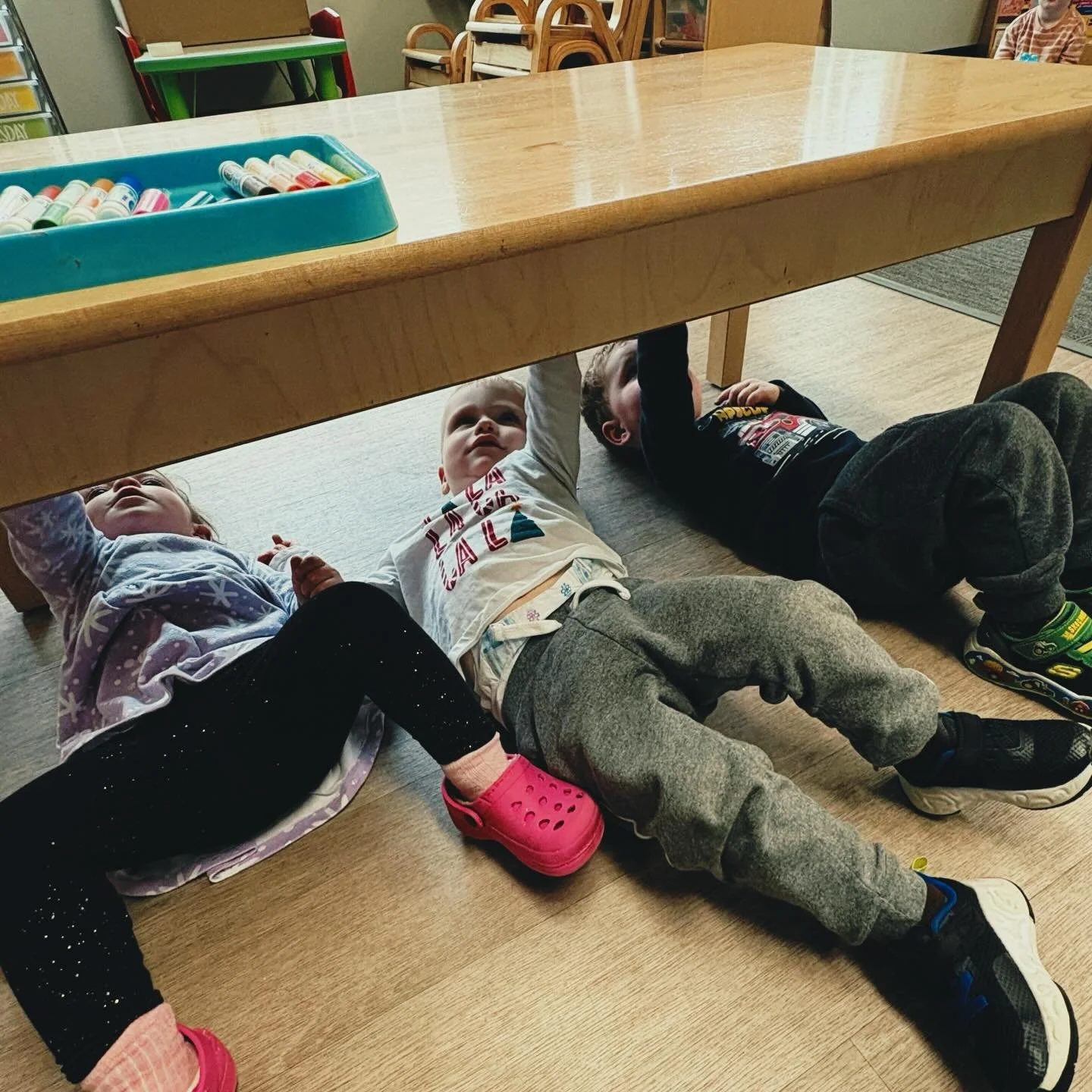 On Wacky Wednesday, Miss Kim&rsquo;s students painted underneath the tables! #wackywednesday