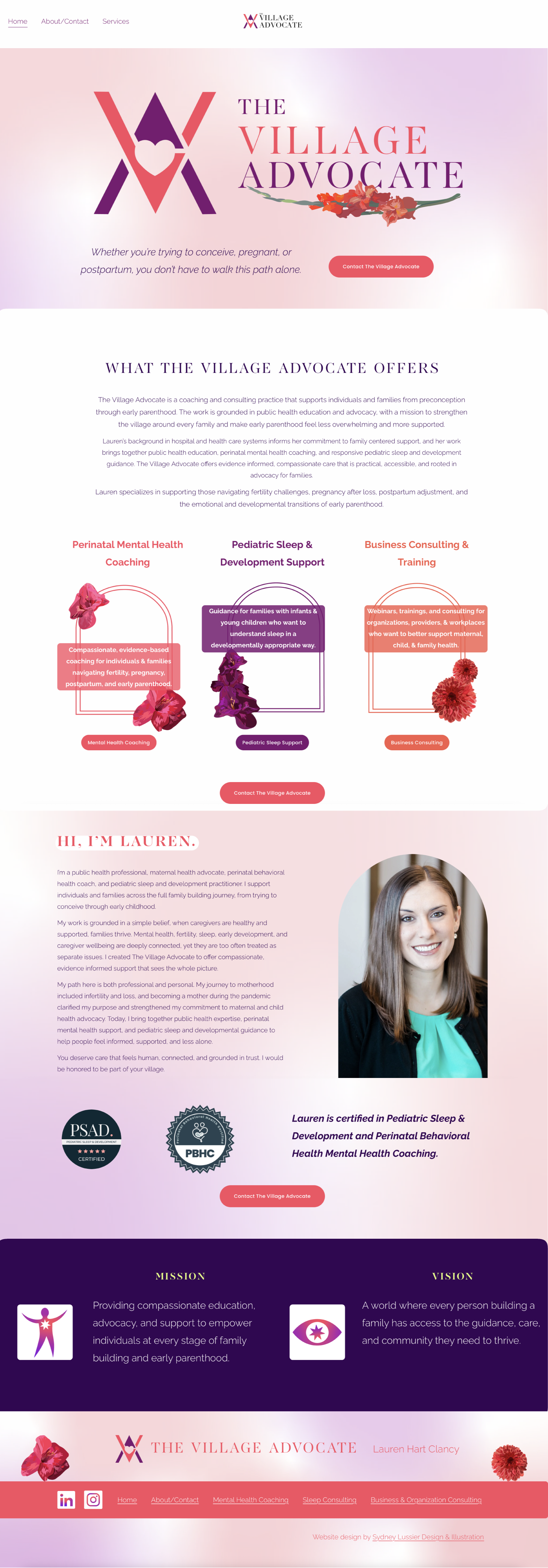 Home Page Layout for the Village Advocate website, Westford MA